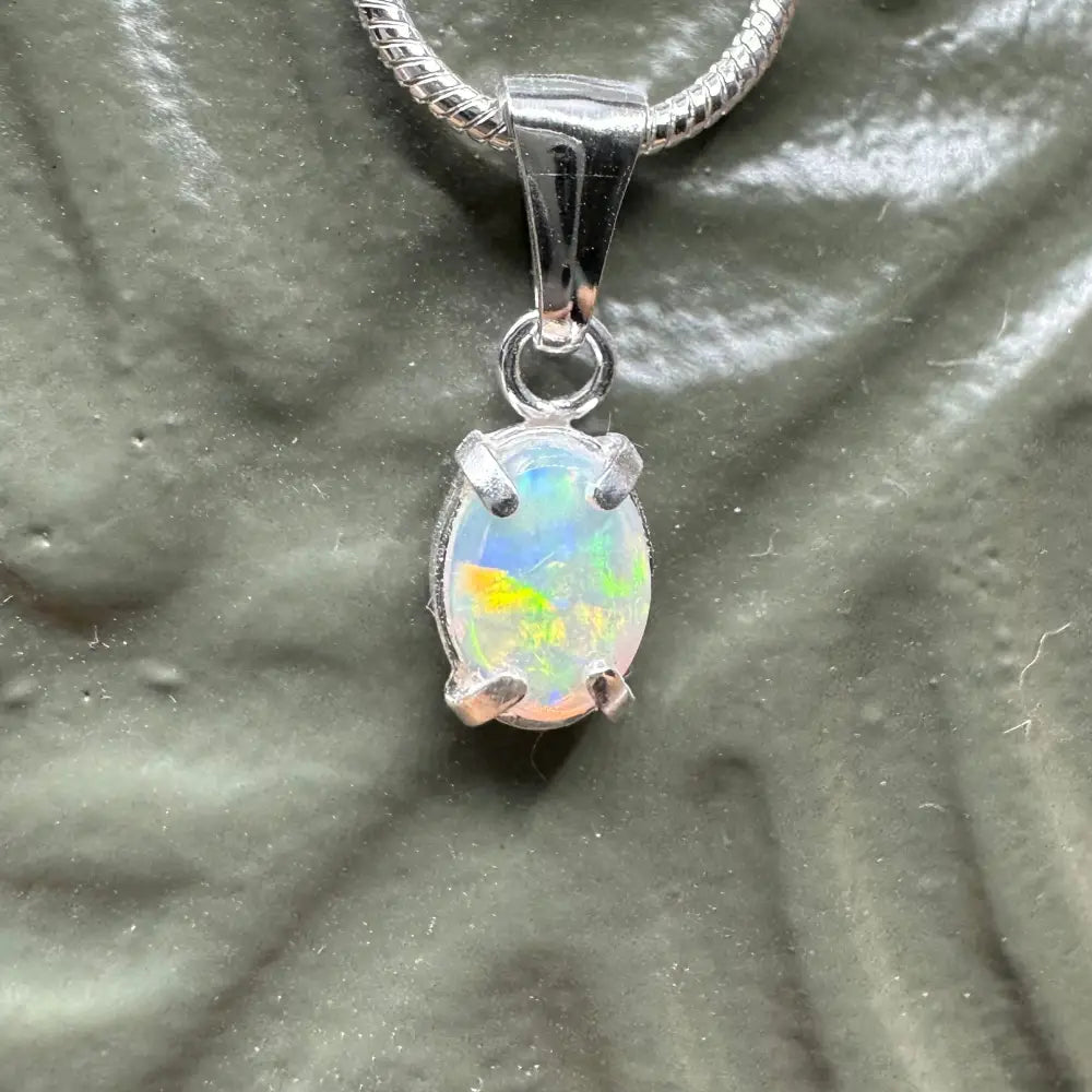 'Reef Radiance' ~ Handcrafted 0.6ct Solid Lightning Ridge Opal 925 Sterling Silver Pendant