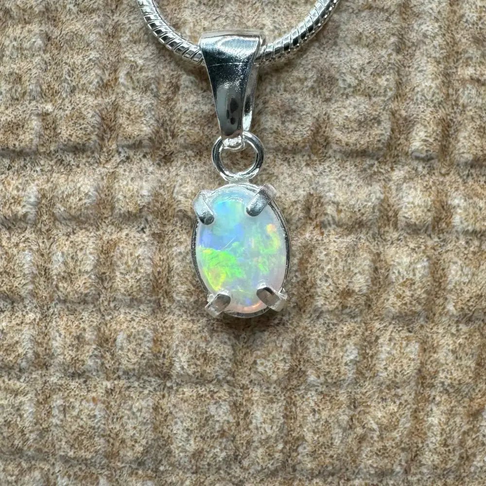 'Reef Radiance' ~ Handcrafted 0.6ct Solid Lightning Ridge Opal 925 Sterling Silver Pendant