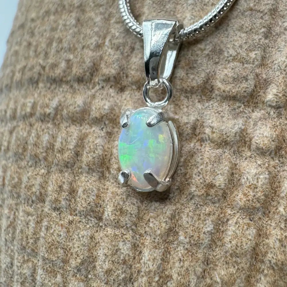 'Reef Radiance' ~ Handcrafted 0.6ct Solid Lightning Ridge Opal 925 Sterling Silver Pendant