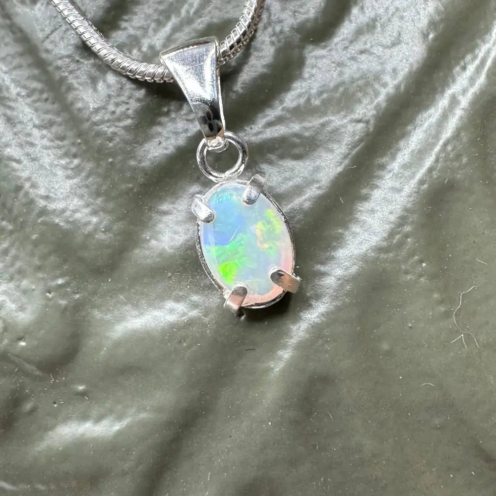 'Reef Radiance' ~ Handcrafted 0.6ct Solid Lightning Ridge Opal 925 Sterling Silver Pendant