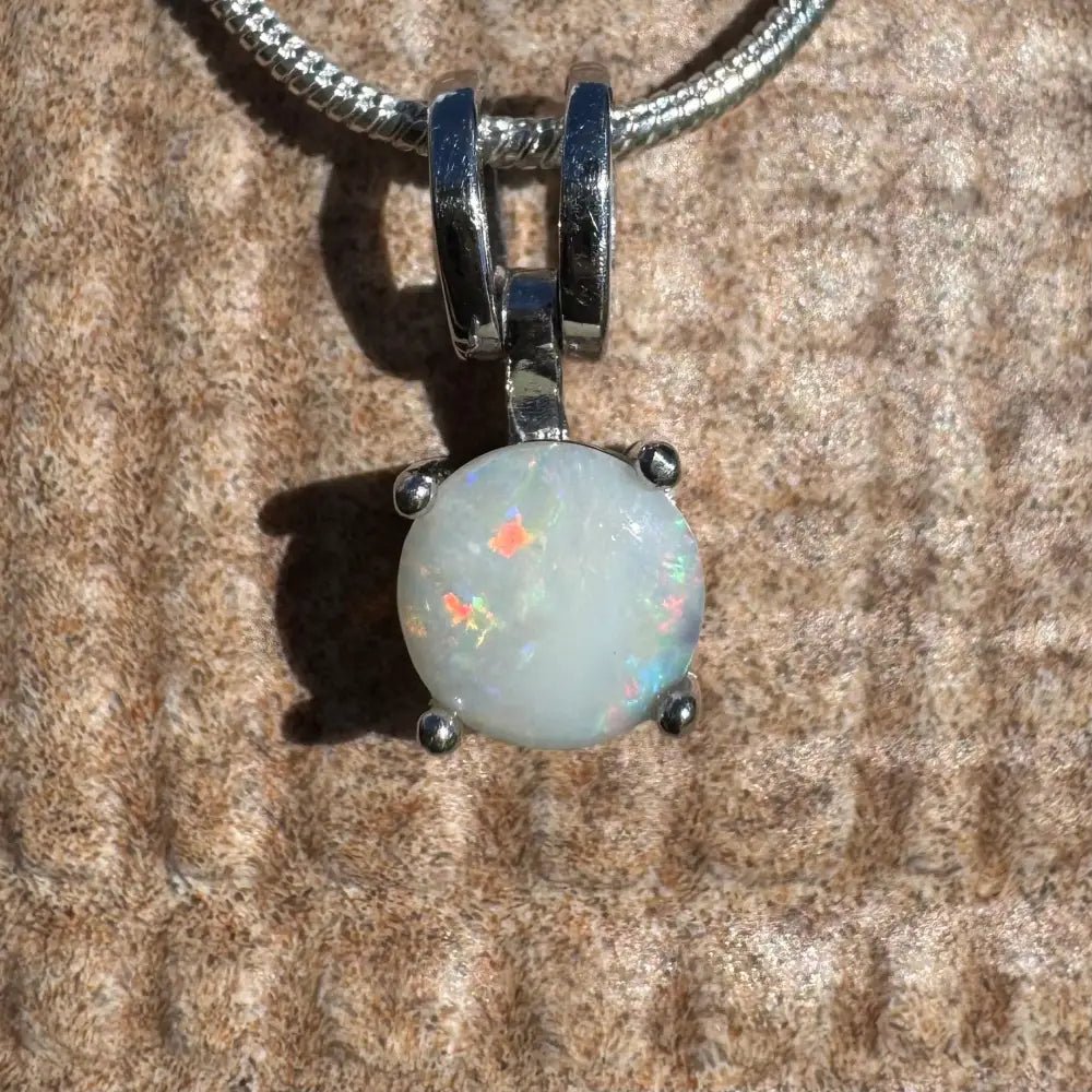 ‘Reflections' ~ Handcrafted 0.9ct Solid Coober Pedy Opal 925 Sterling Silver Pendant Necklace