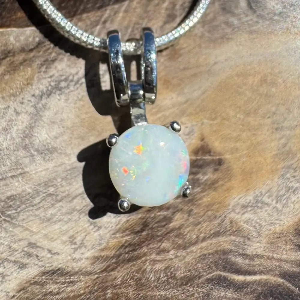‘Reflections' ~ Handcrafted 0.9ct Solid Coober Pedy Opal 925 Sterling Silver Pendant Necklace