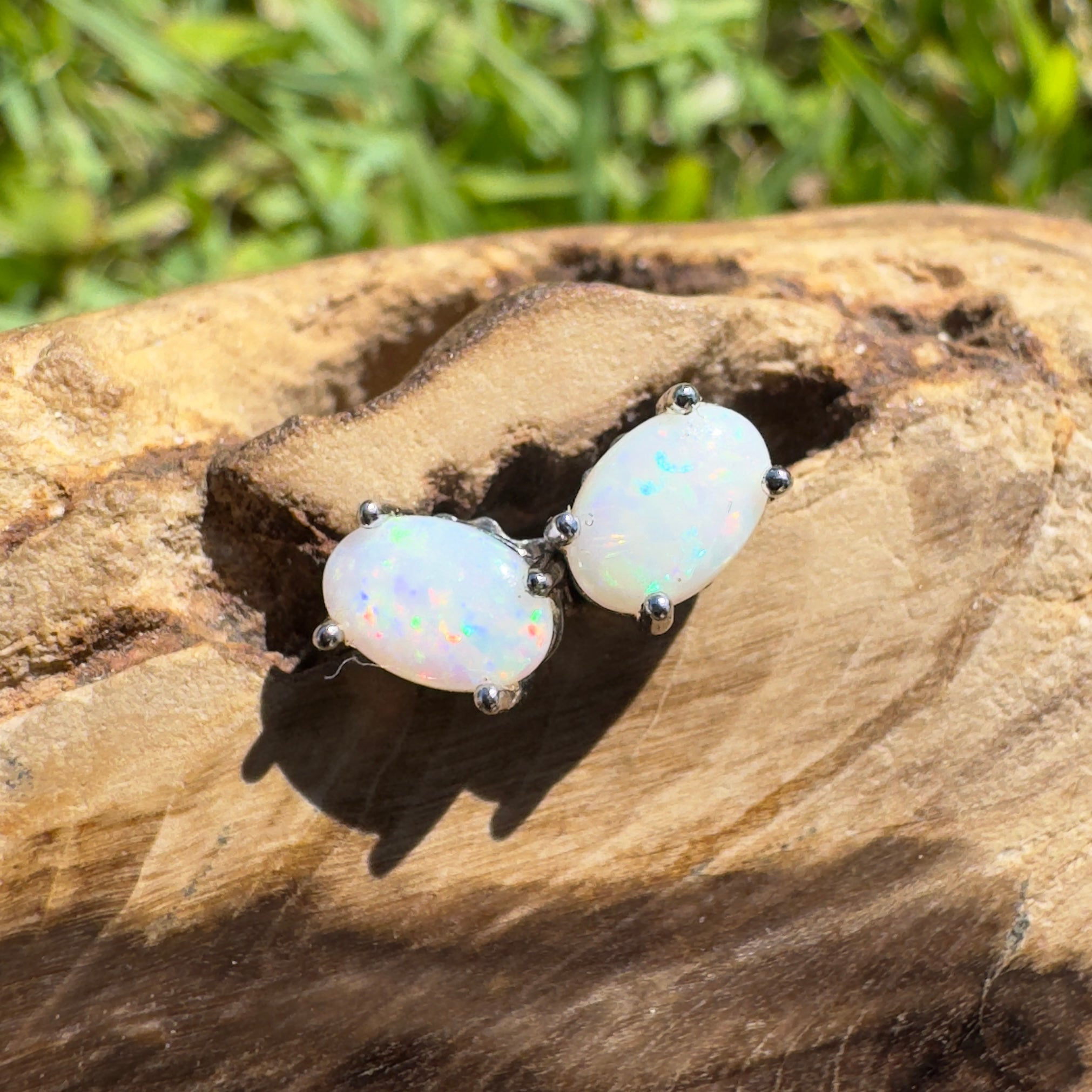 Rottnest Flicker - 0.6ct Coober Pedy Opal 925 Silver Earrings