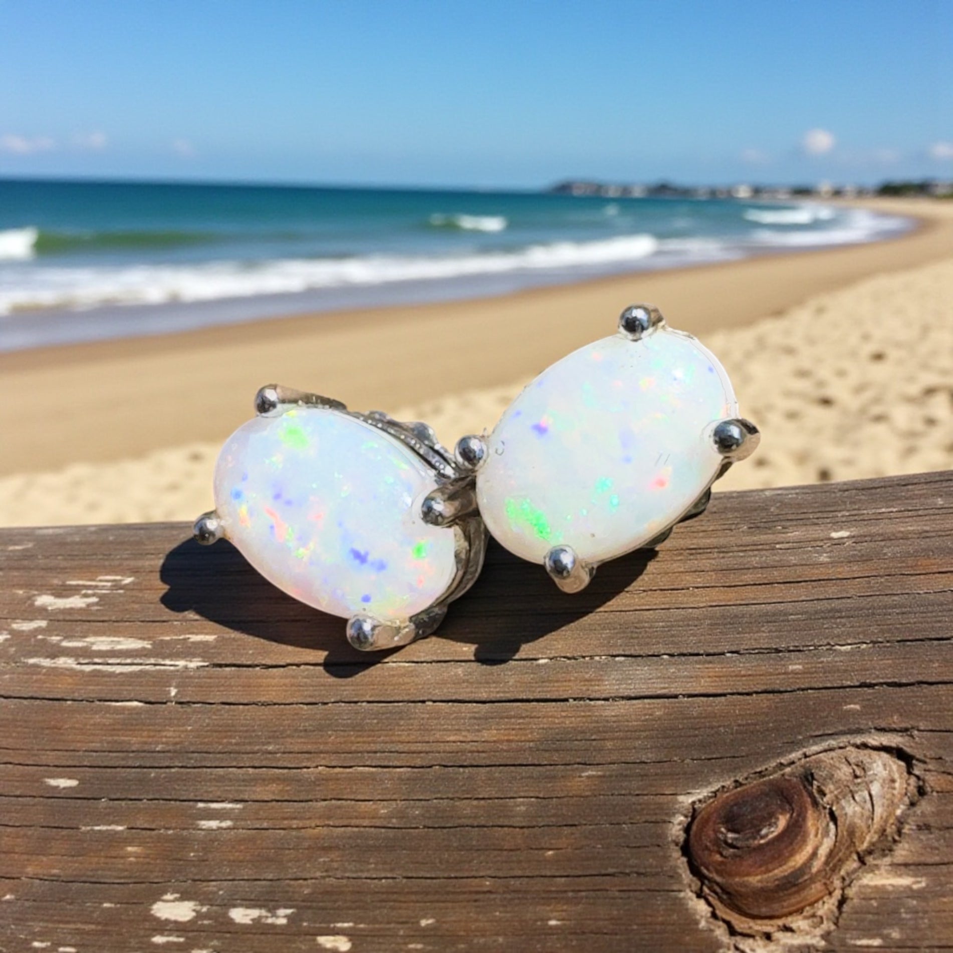 Rottnest Flicker - 0.6ct Coober Pedy Opal 925 Silver Earrings