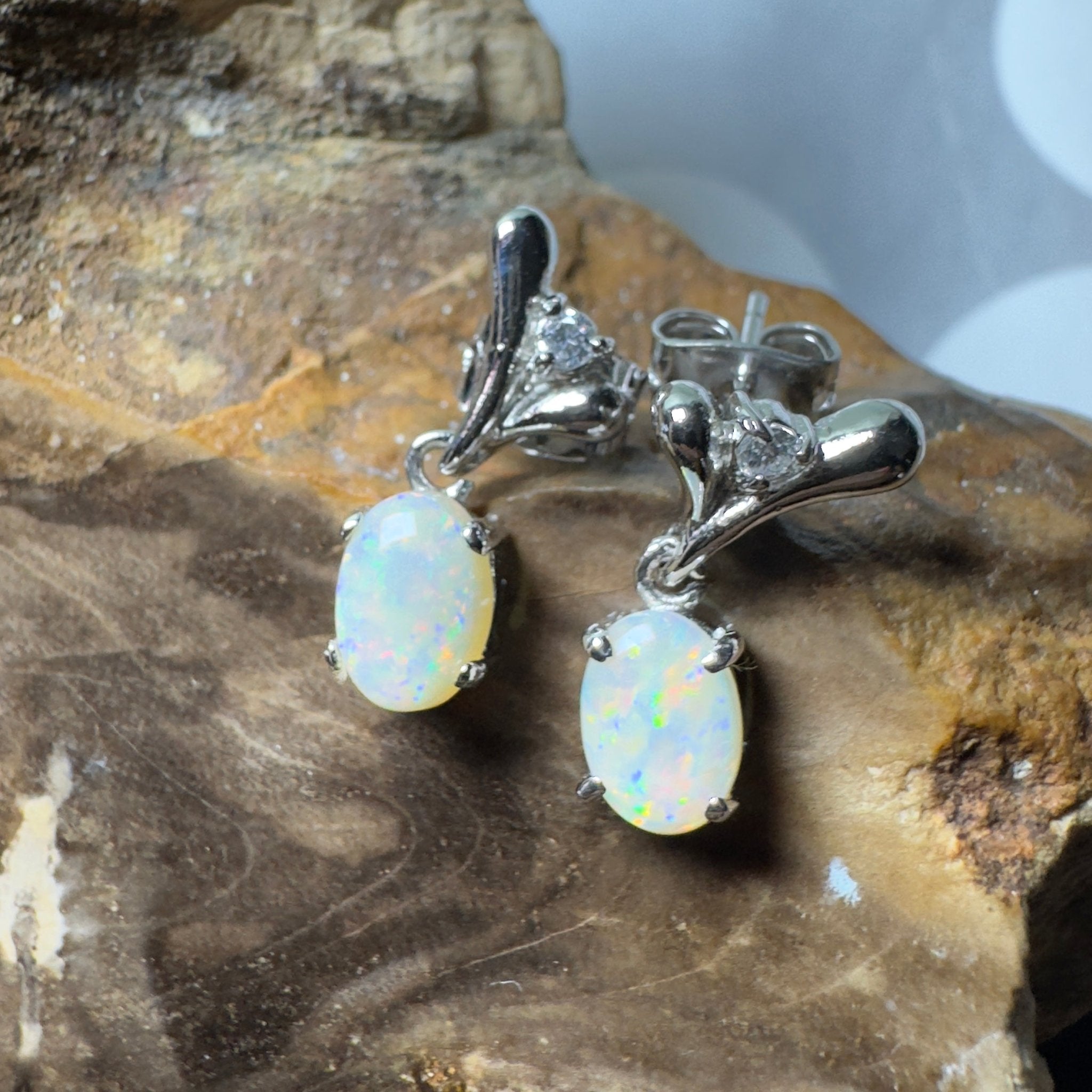 Saltpan Spark - 1.6ct Coober Pedy Opal 925 Silver Earrings