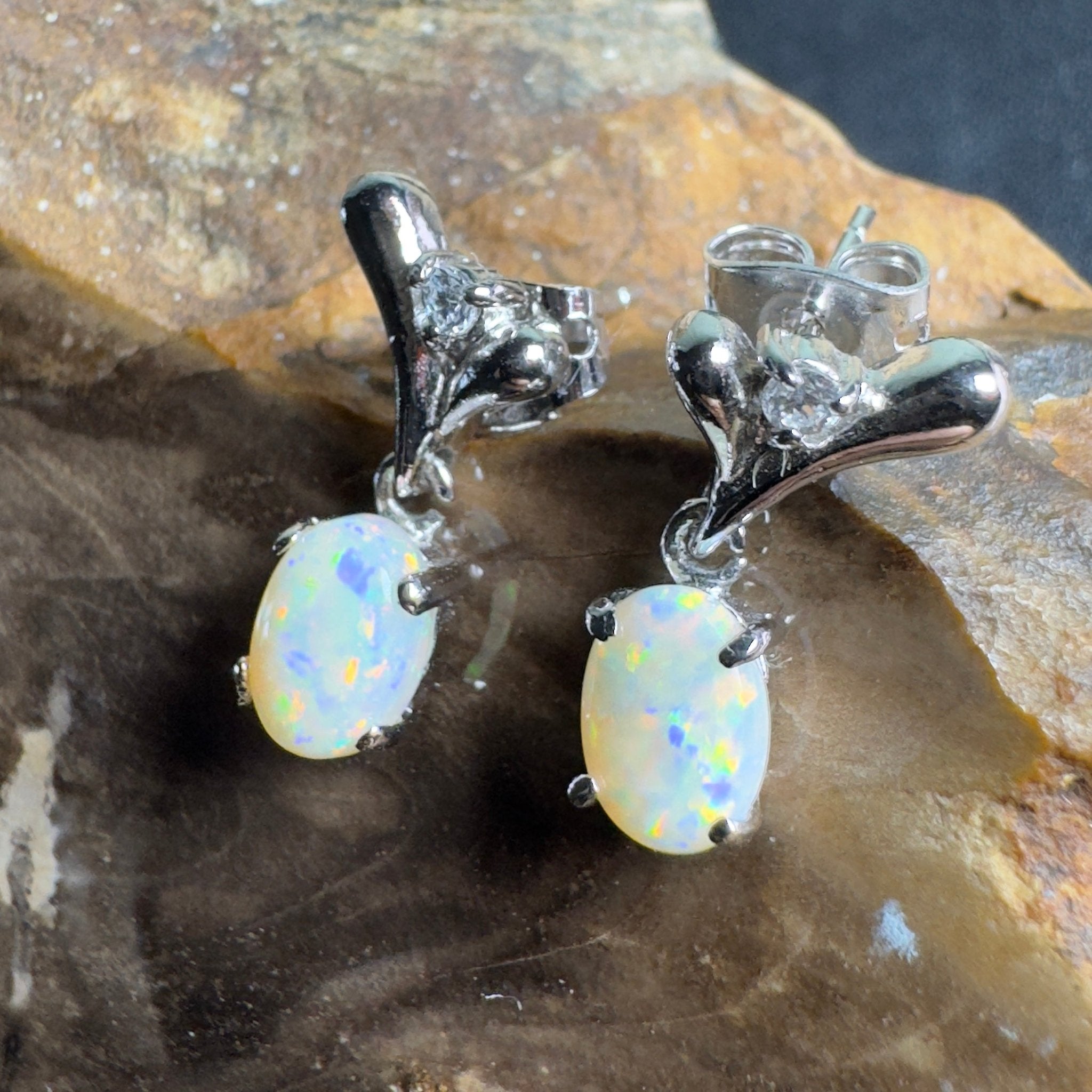 Saltpan Spark - 1.6ct Coober Pedy Opal 925 Silver Earrings