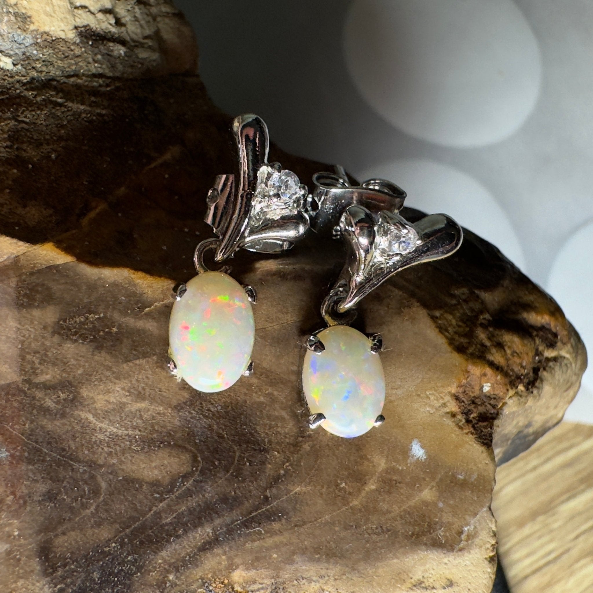 Saltpan Spark - 1.6ct Coober Pedy Opal 925 Silver Earrings