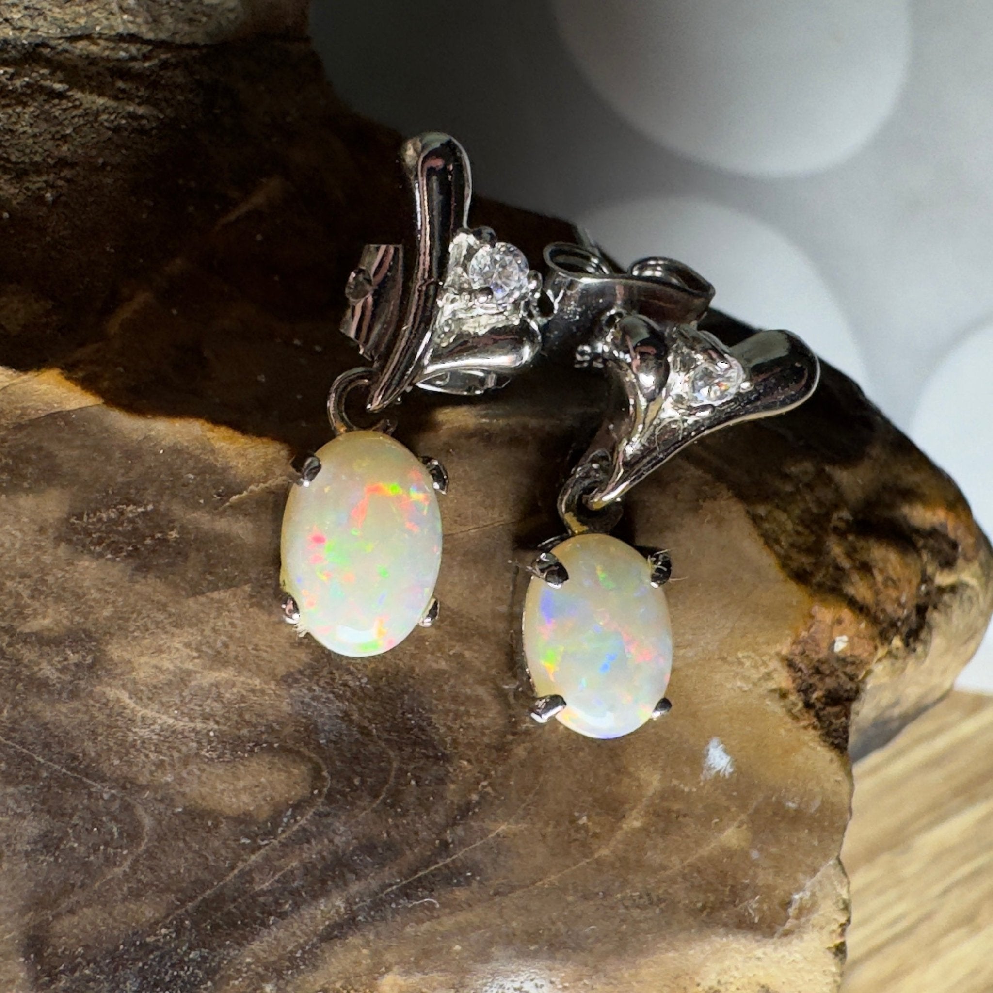 Saltpan Spark - 1.6ct Coober Pedy Opal 925 Silver Earrings