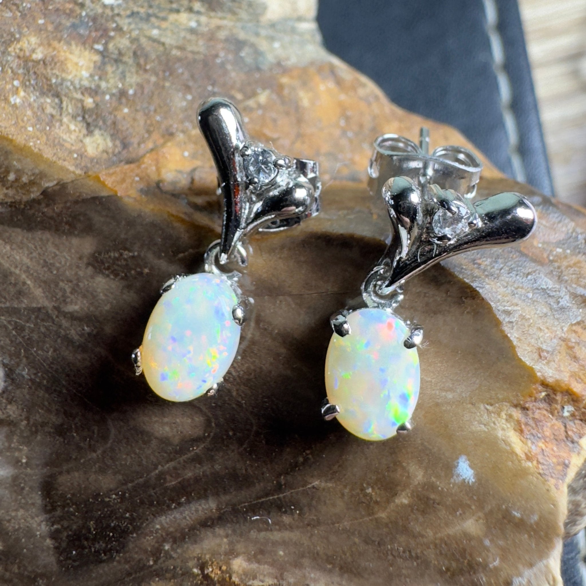 Saltpan Spark - 1.6ct Coober Pedy Opal 925 Silver Earrings