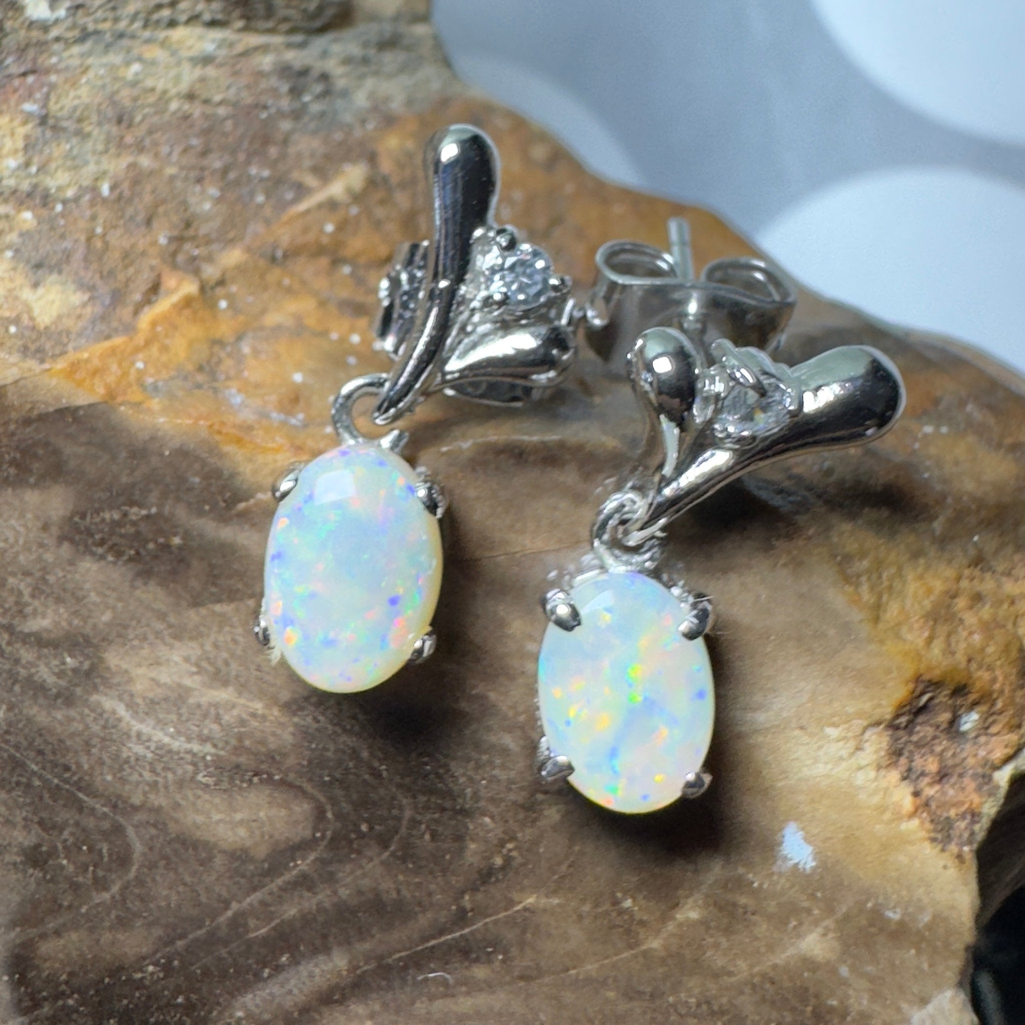 Saltpan Spark - 1.6ct Coober Pedy Opal 925 Silver Earrings