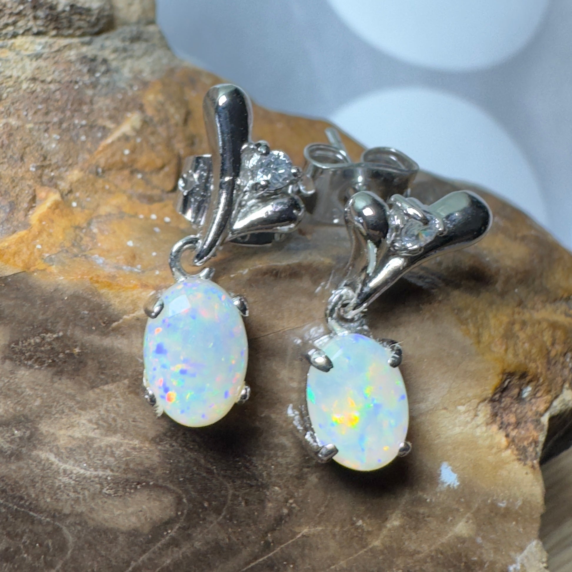 Saltpan Spark - 1.6ct Coober Pedy Opal 925 Silver Earrings