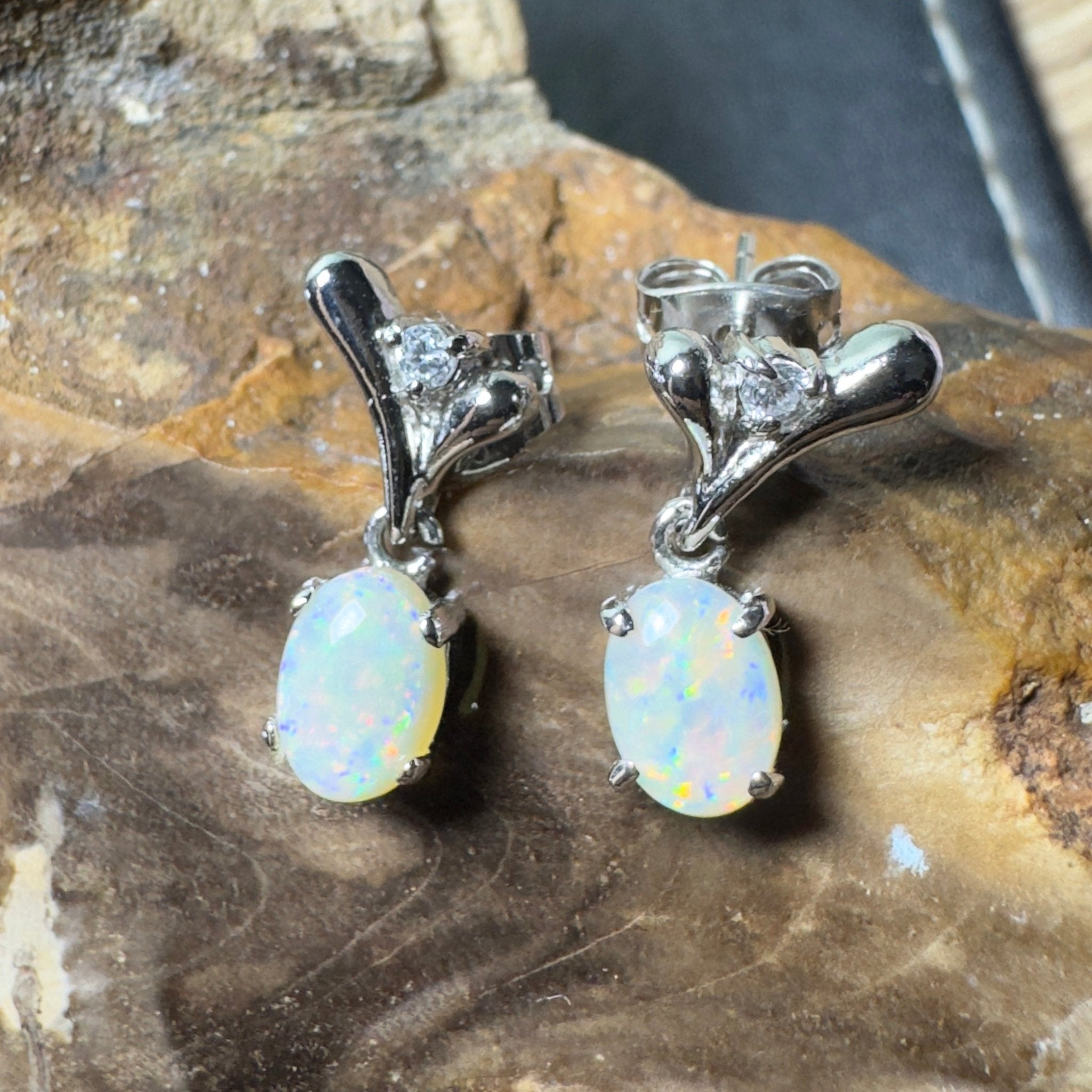 Saltpan Spark - 1.6ct Coober Pedy Opal 925 Silver Earrings