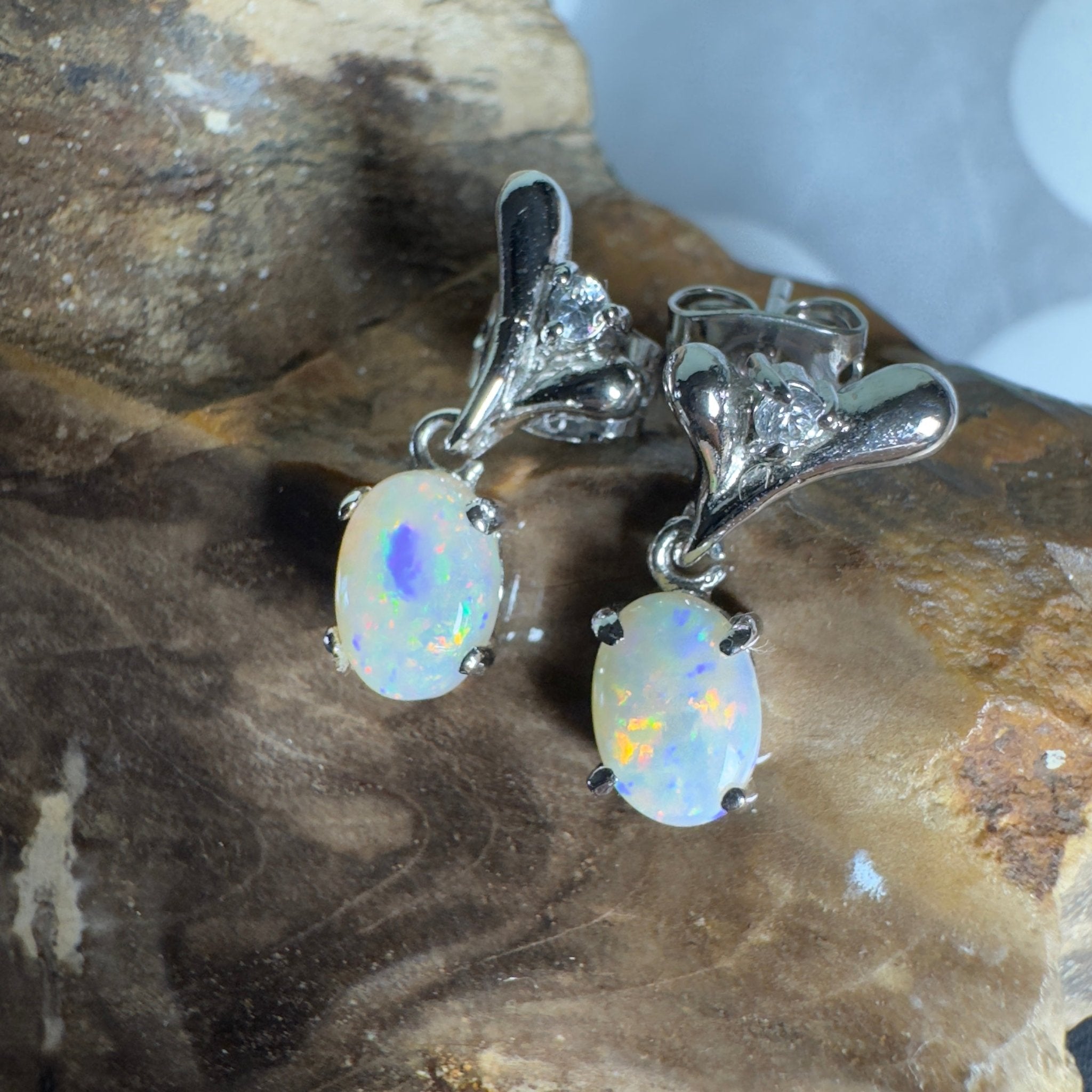 Saltpan Spark - 1.6ct Coober Pedy Opal 925 Silver Earrings