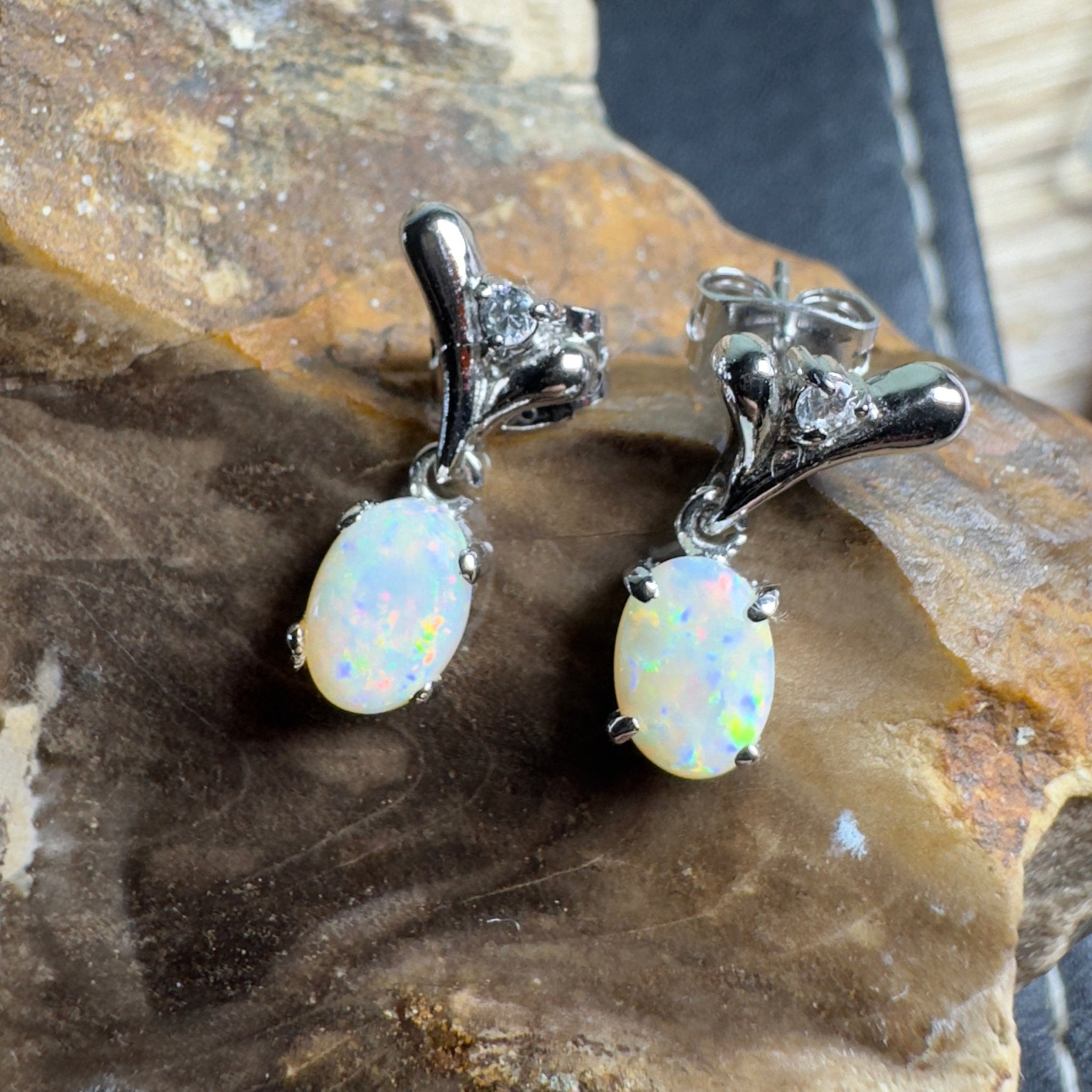 Saltpan Spark - 1.6ct Coober Pedy Opal 925 Silver Earrings