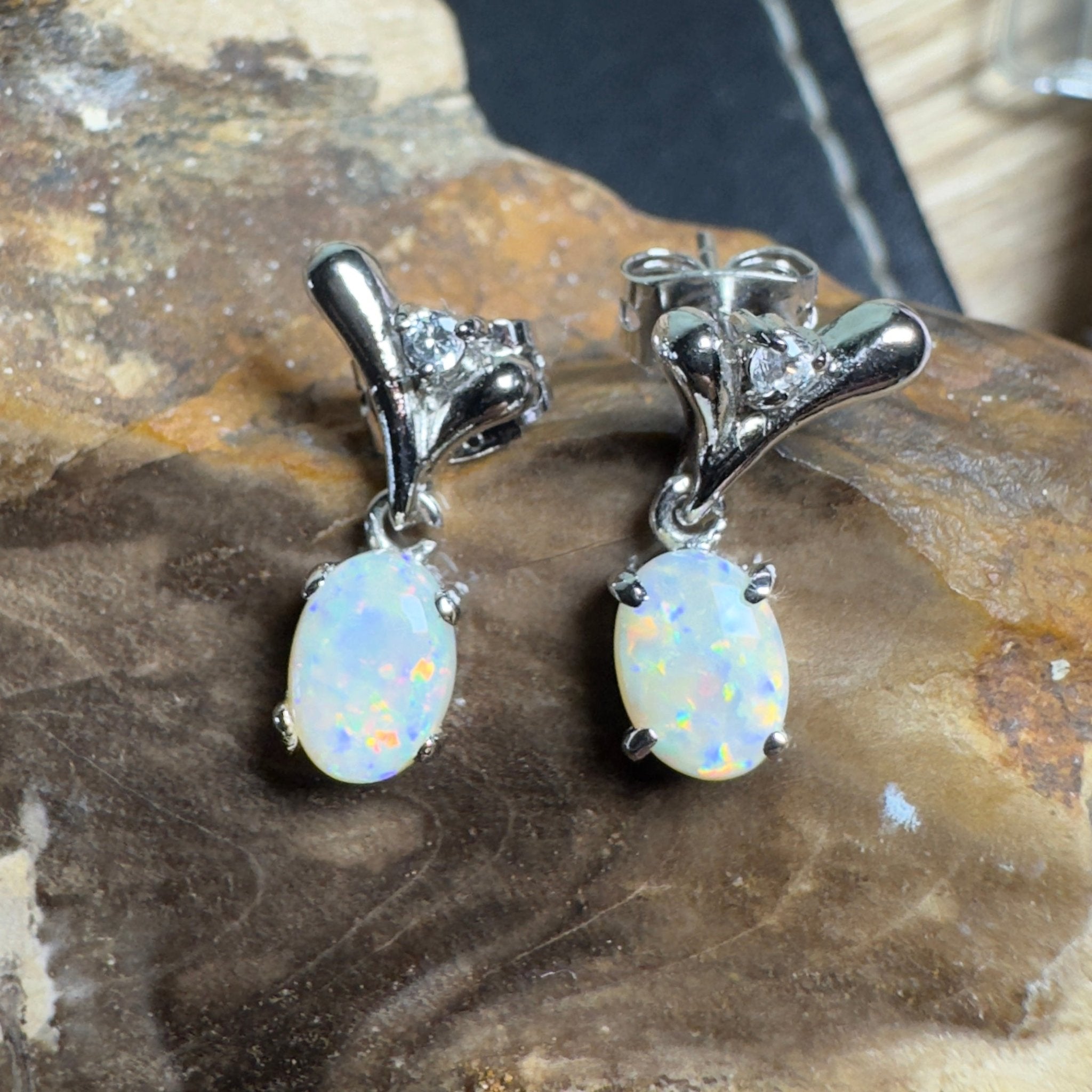 Saltpan Spark - 1.6ct Coober Pedy Opal 925 Silver Earrings