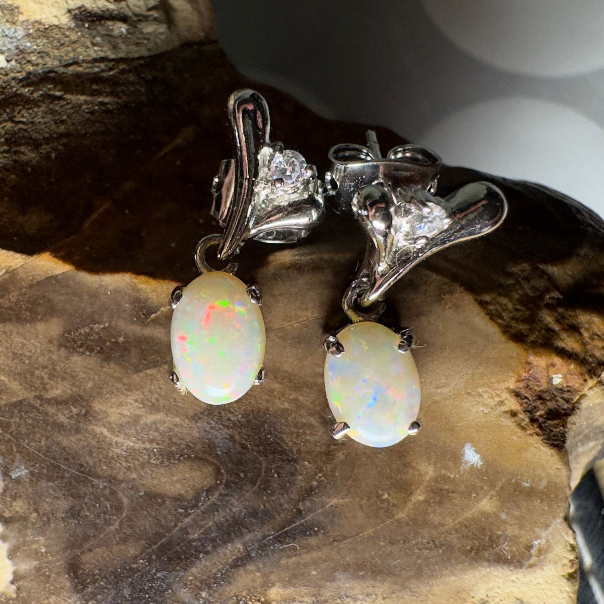 Saltpan Spark - 1.6ct Coober Pedy Opal 925 Silver Earrings