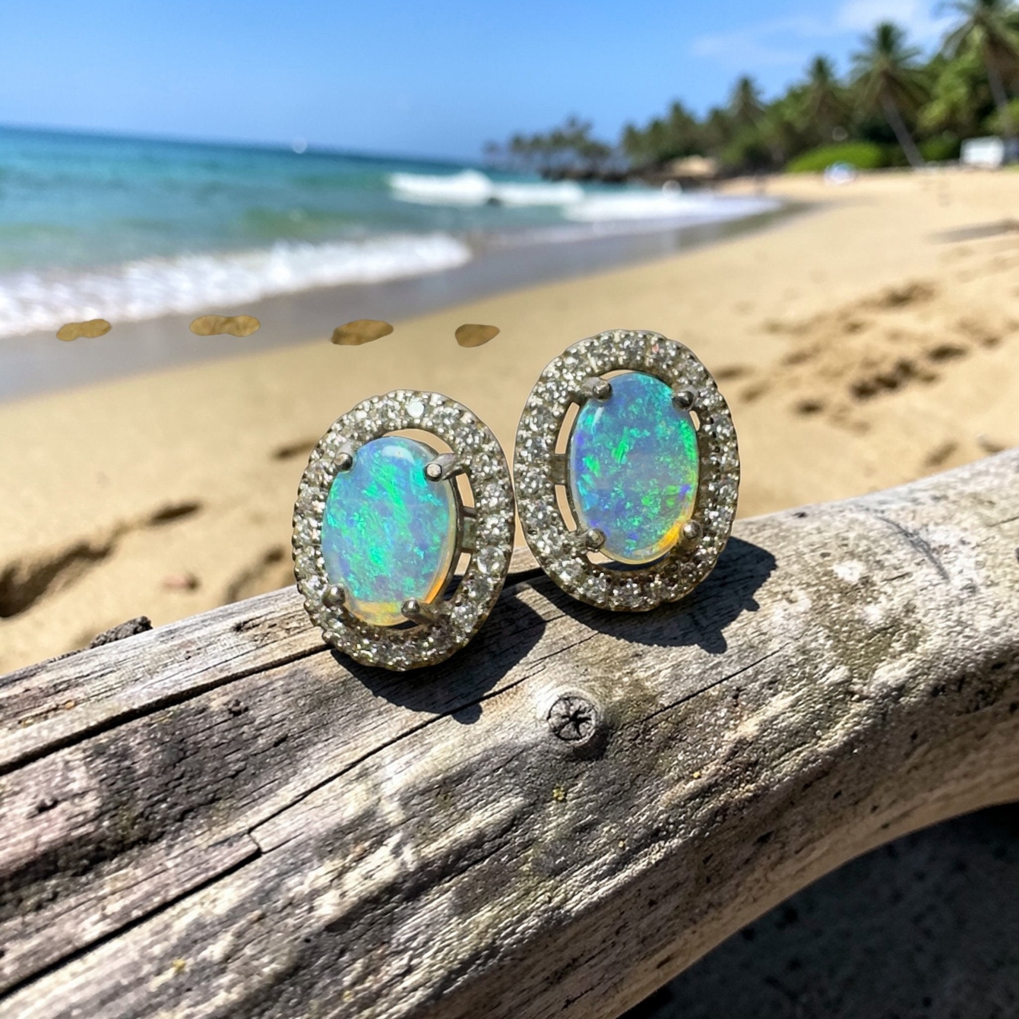 Sapphire Coast Spark ~ 1.4ct Coober Pedy Crystal Opal Sterling Silver Earrings