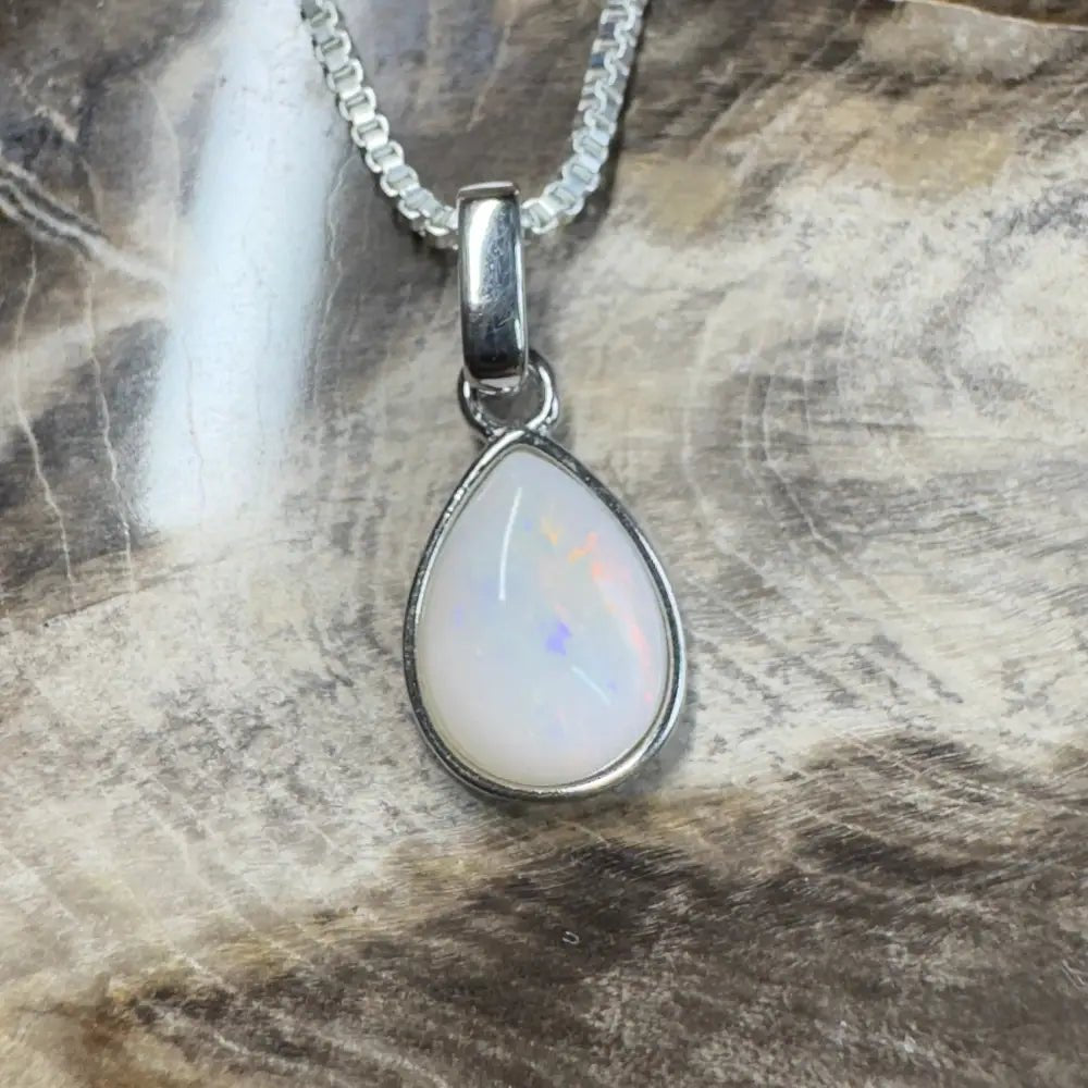 ‘Serene Sky' ~ Handcrafted 1.2ct Solid Coober Pedy Opal 925 Sterling Silver Pendant Necklace