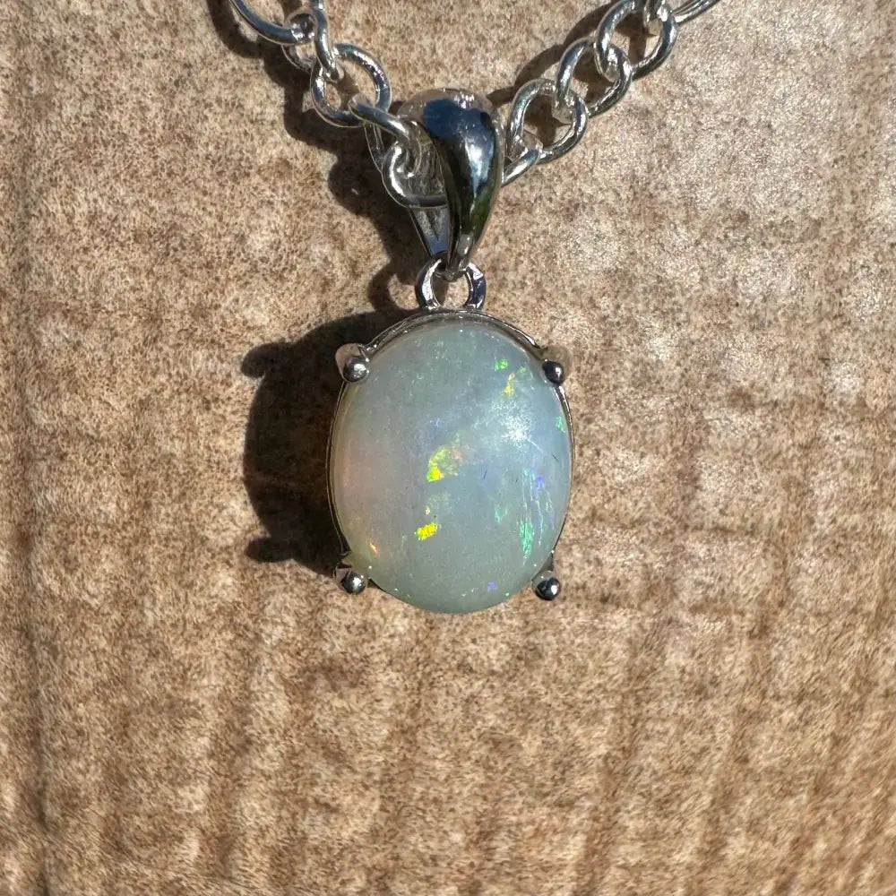 ‘Serene Tide' ~ Handcrafted 1.4ct Solid Coober Pedy Opal 925 Sterling Silver Pendant Necklace