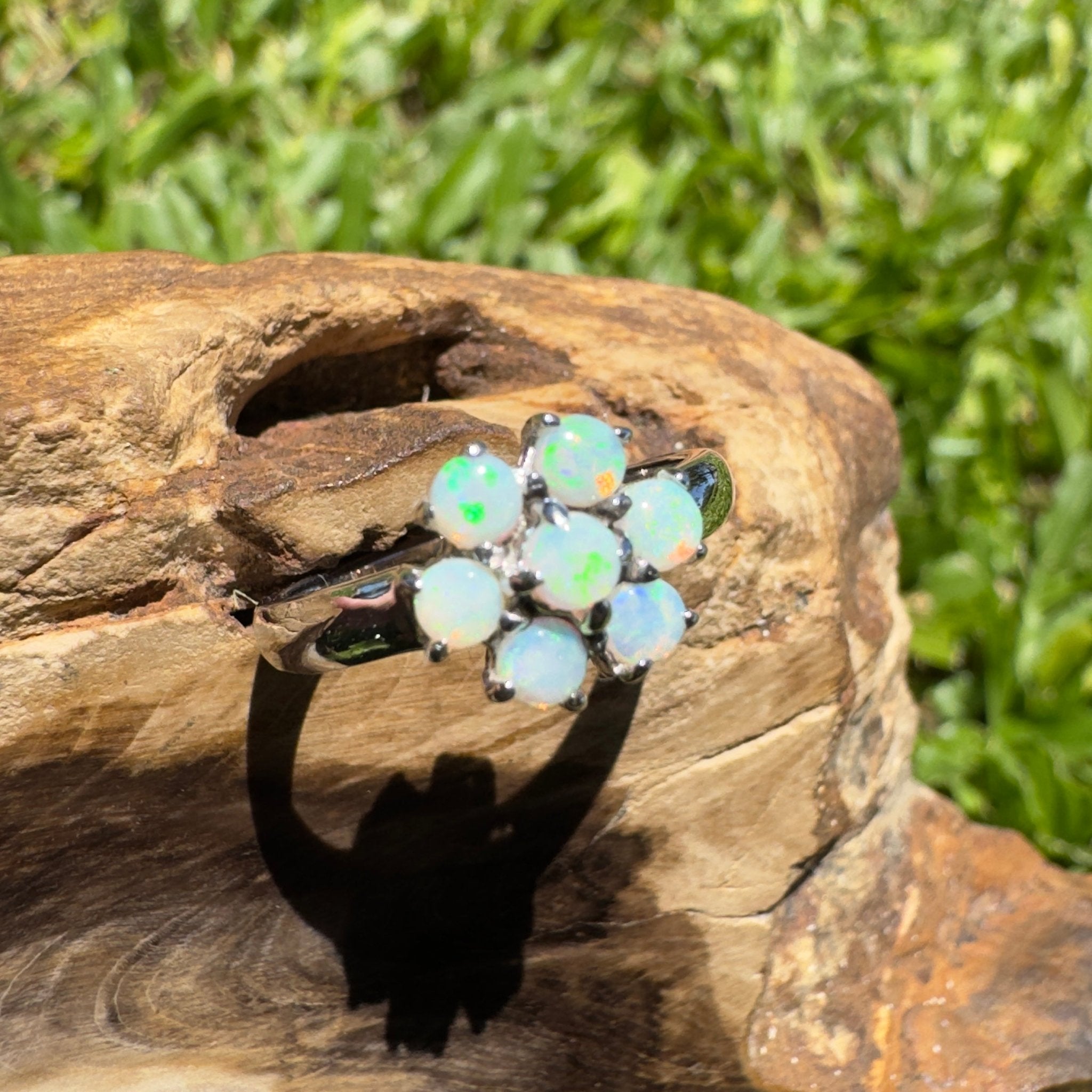 Shipsterns Bloom – Solid Lightning Ridge Crystal Opal 925 Sterling Silver Ring