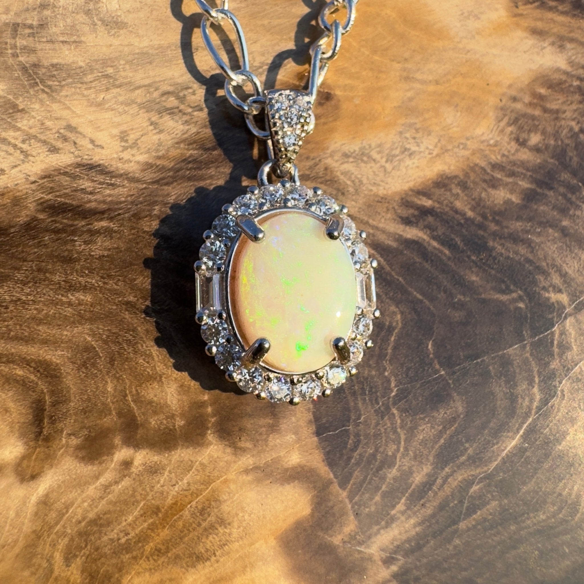 Silver Halo ~ Handcrafted 1.2ct Coober Pedy Opal Pendant