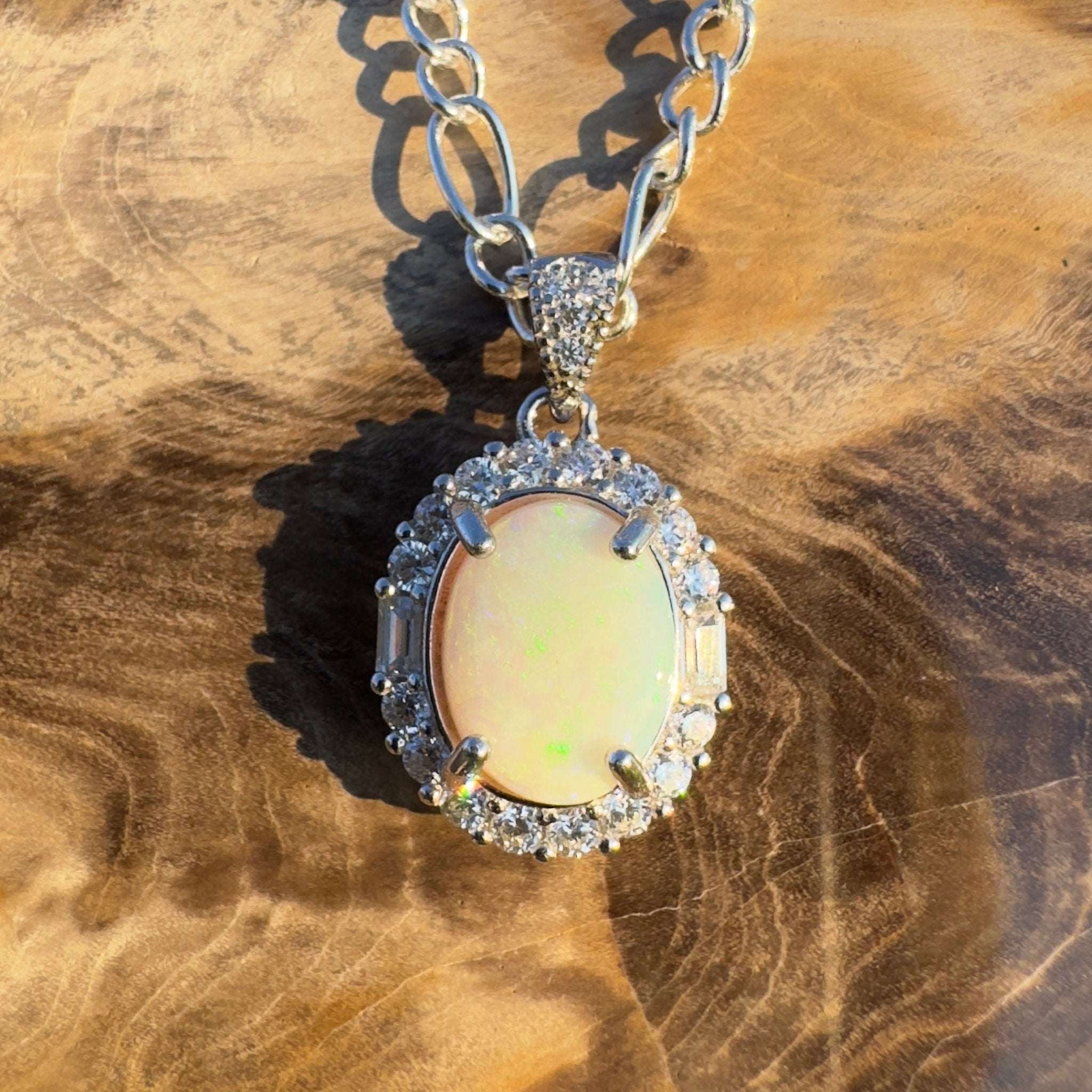 Silver Halo ~ Handcrafted 1.2ct Coober Pedy Opal Pendant