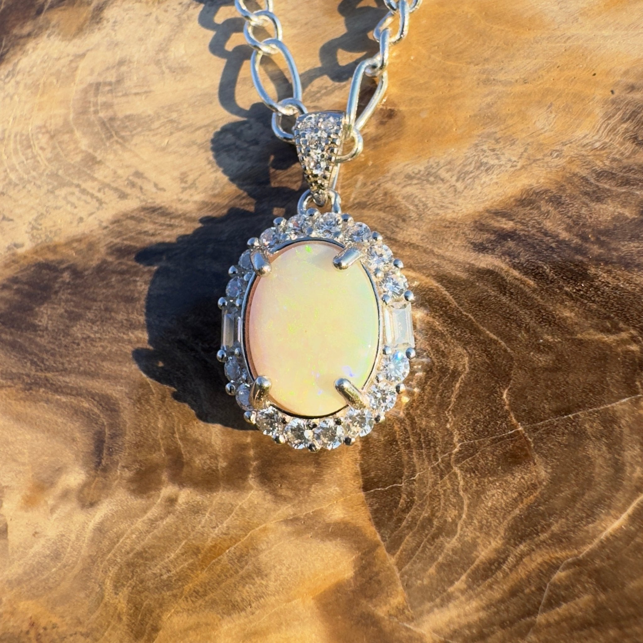 Silver Halo ~ Handcrafted 1.2ct Coober Pedy Opal Pendant
