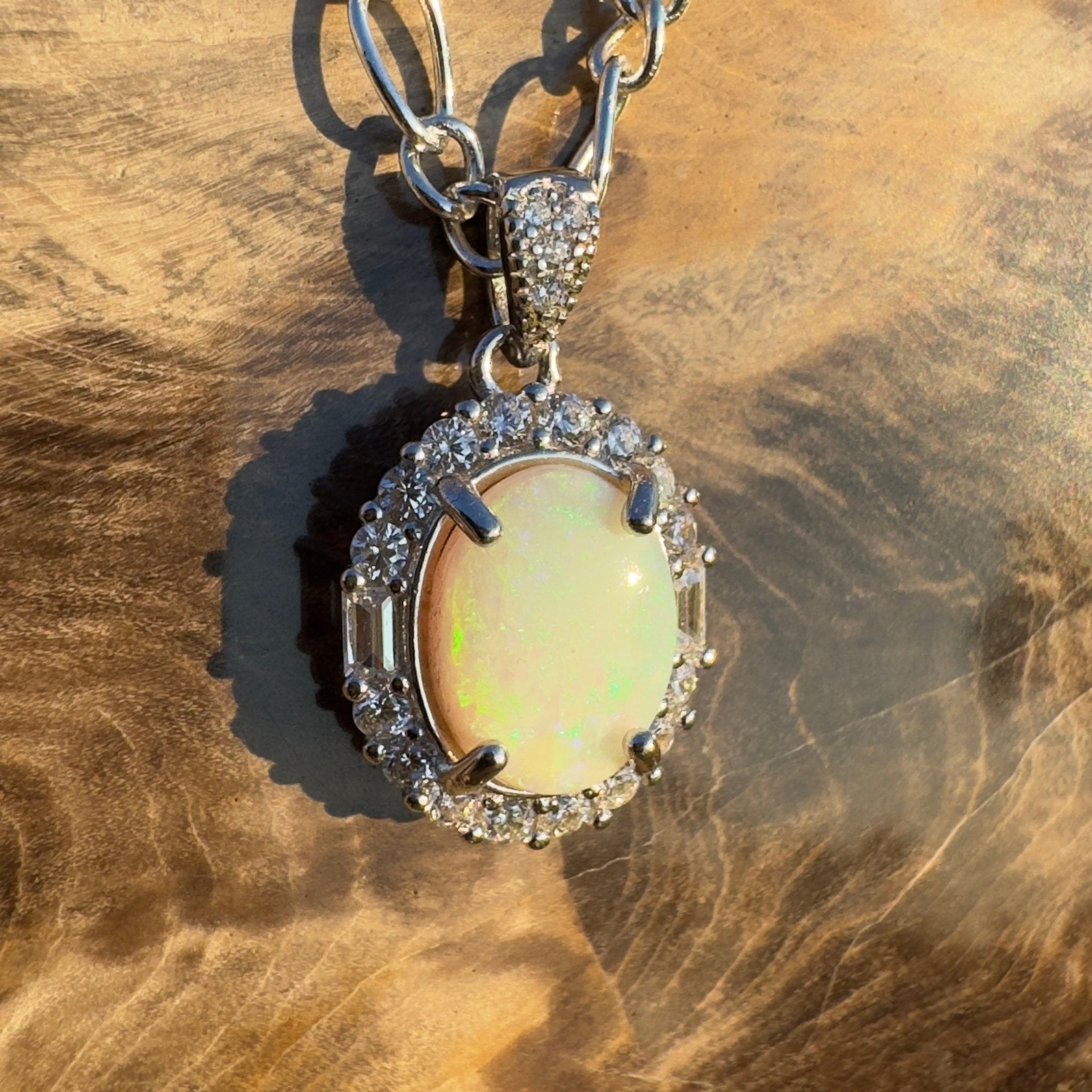 Silver Halo ~ Handcrafted 1.2ct Coober Pedy Opal Pendant