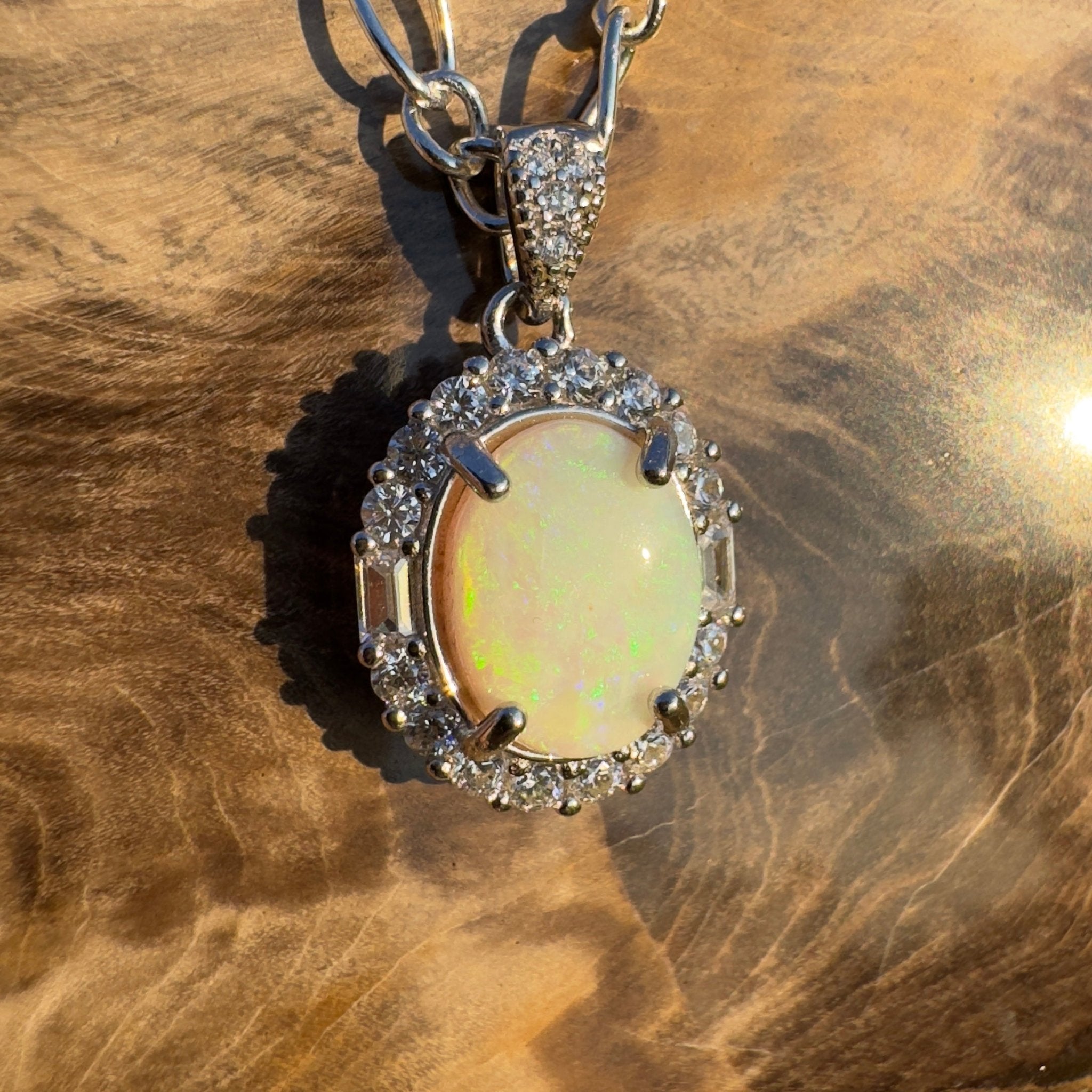 Silver Halo ~ Handcrafted 1.2ct Coober Pedy Opal Pendant