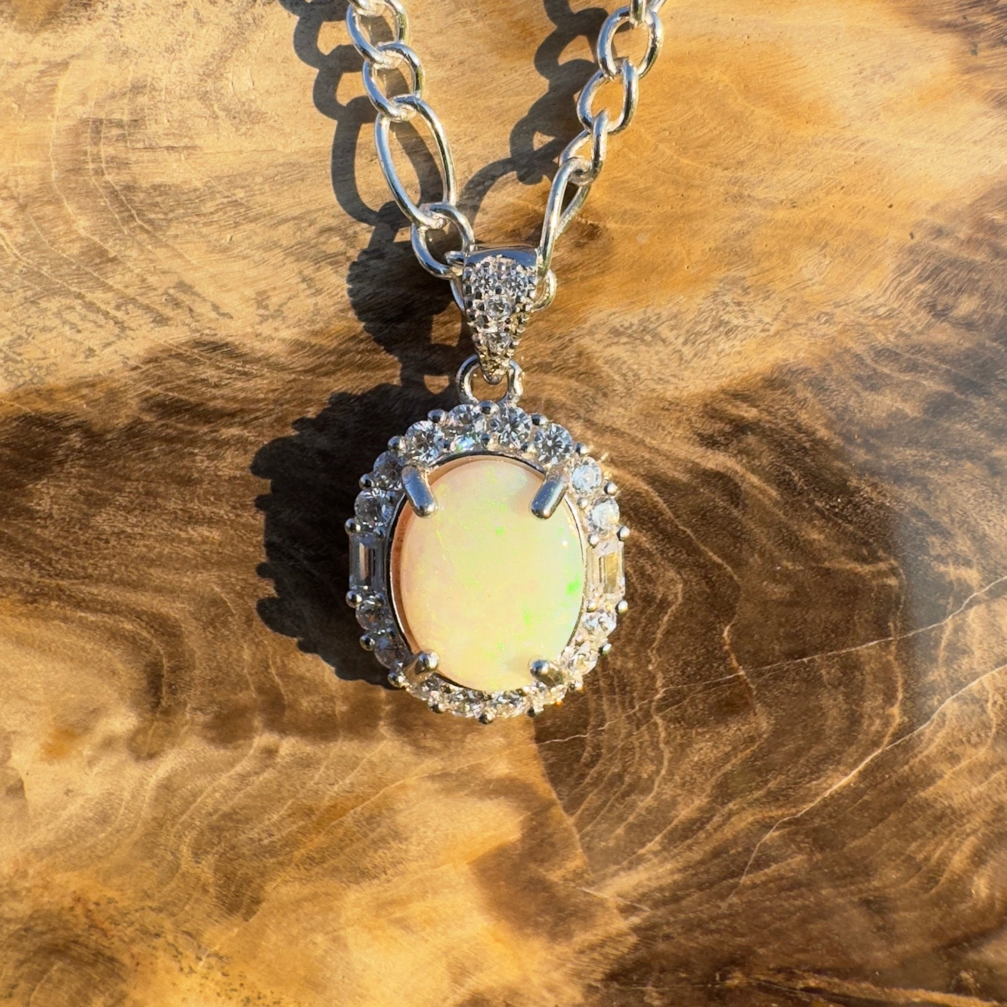Silver Halo ~ Handcrafted 1.2ct Coober Pedy Opal Pendant
