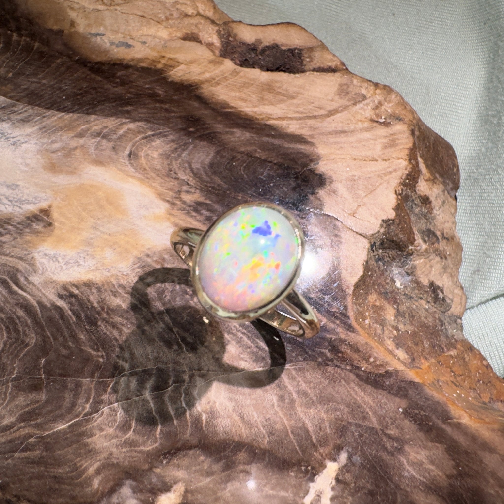 Simpson Halo ~ 3.3ct Solid Lightning Ridge Opal 9ct Yellow Gold Ring