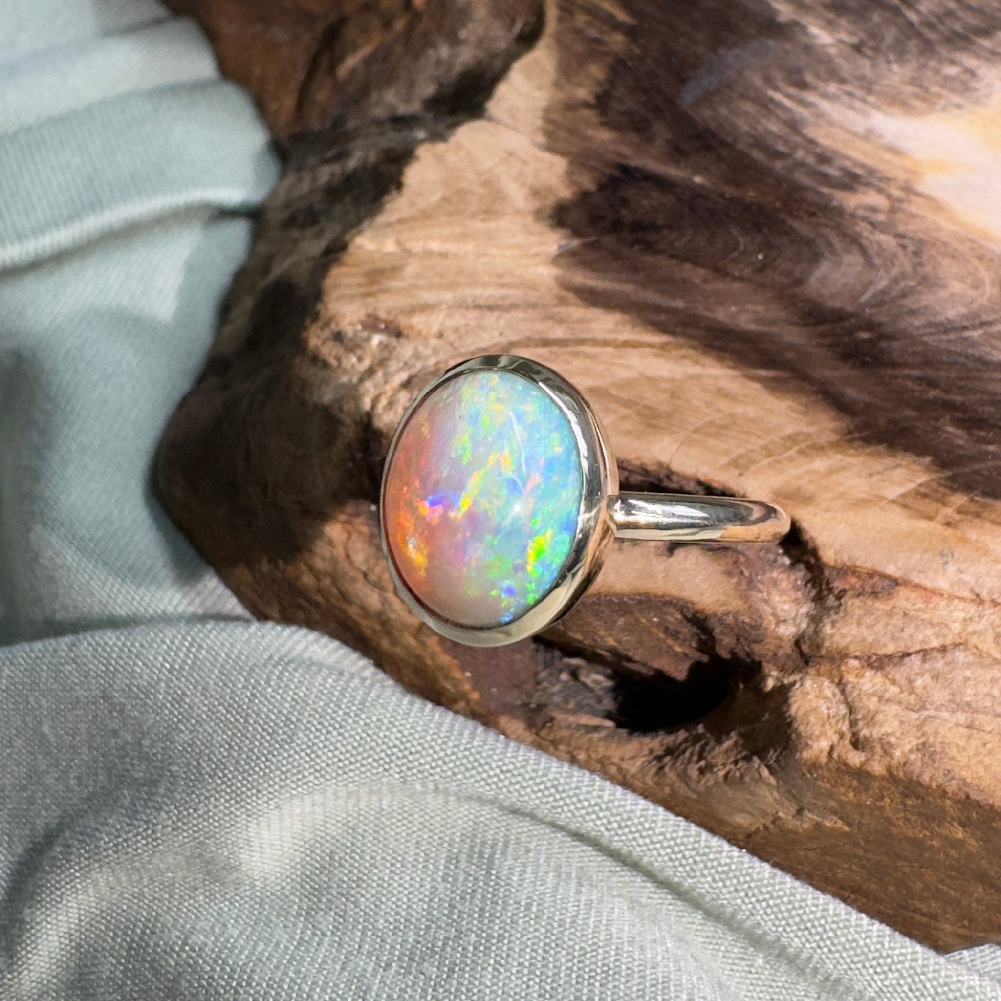 Simpson Halo ~ 3.3ct Solid Lightning Ridge Opal 9ct Yellow Gold Ring