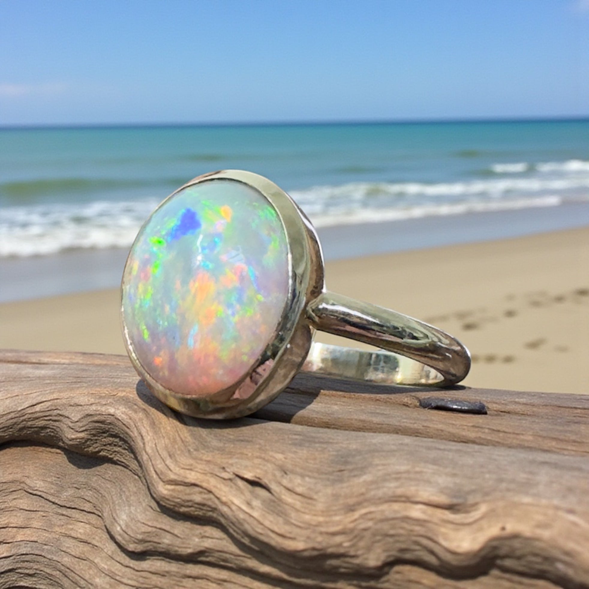 Simpson Halo ~ 3.3ct Solid Lightning Ridge Opal 9ct Yellow Gold Ring