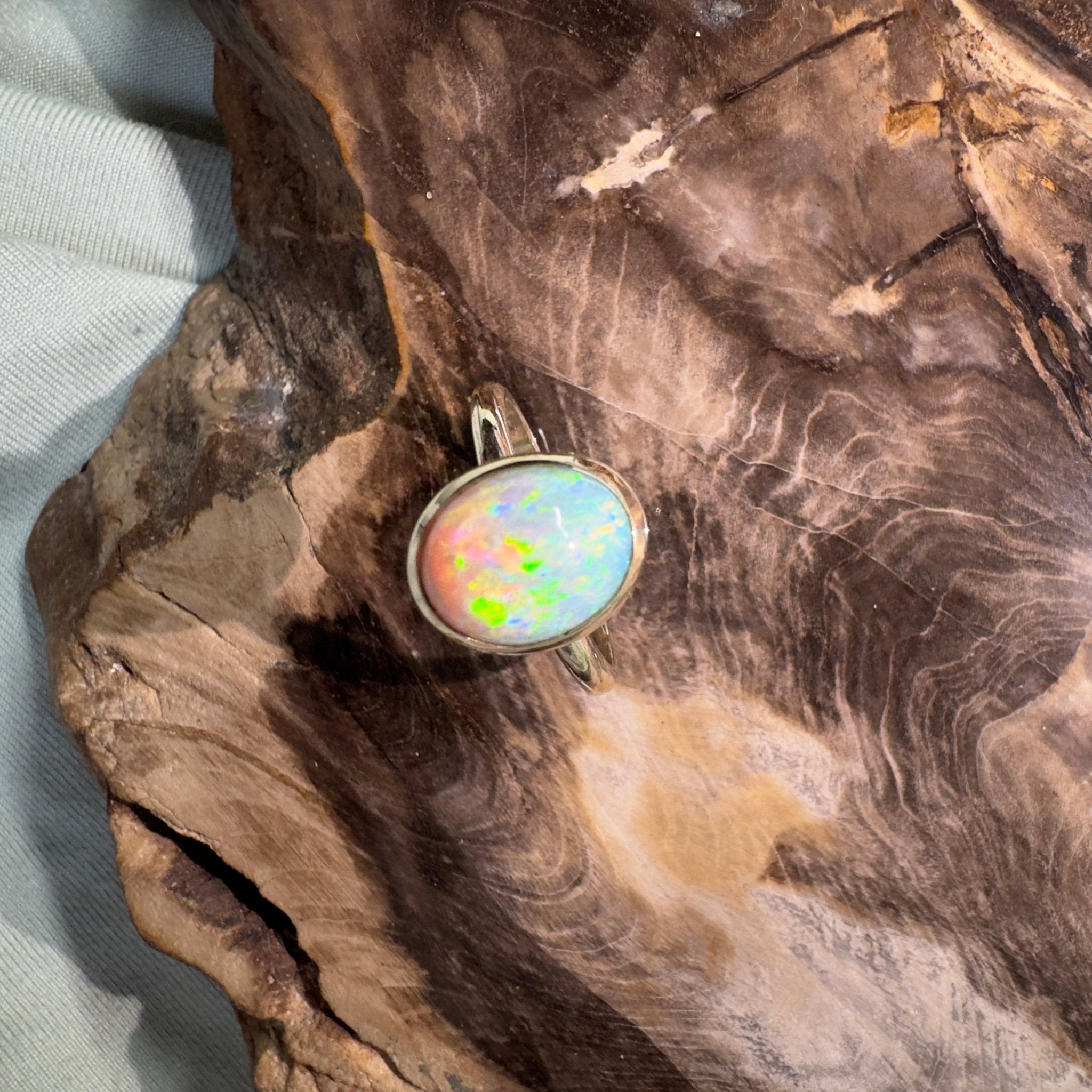 Simpson Halo ~ 3.3ct Solid Lightning Ridge Opal 9ct Yellow Gold Ring