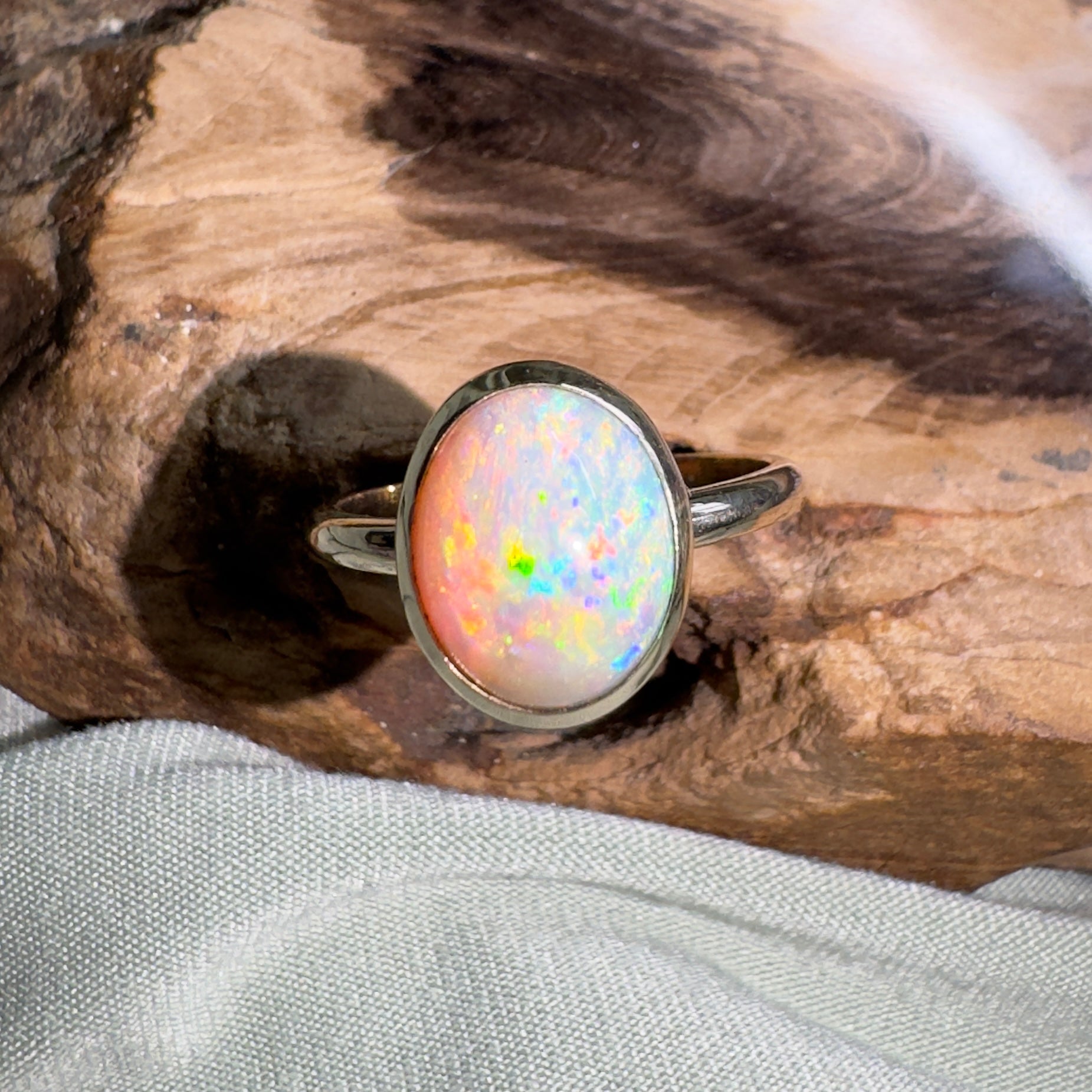 Simpson Halo ~ 3.3ct Solid Lightning Ridge Opal 9ct Yellow Gold Ring