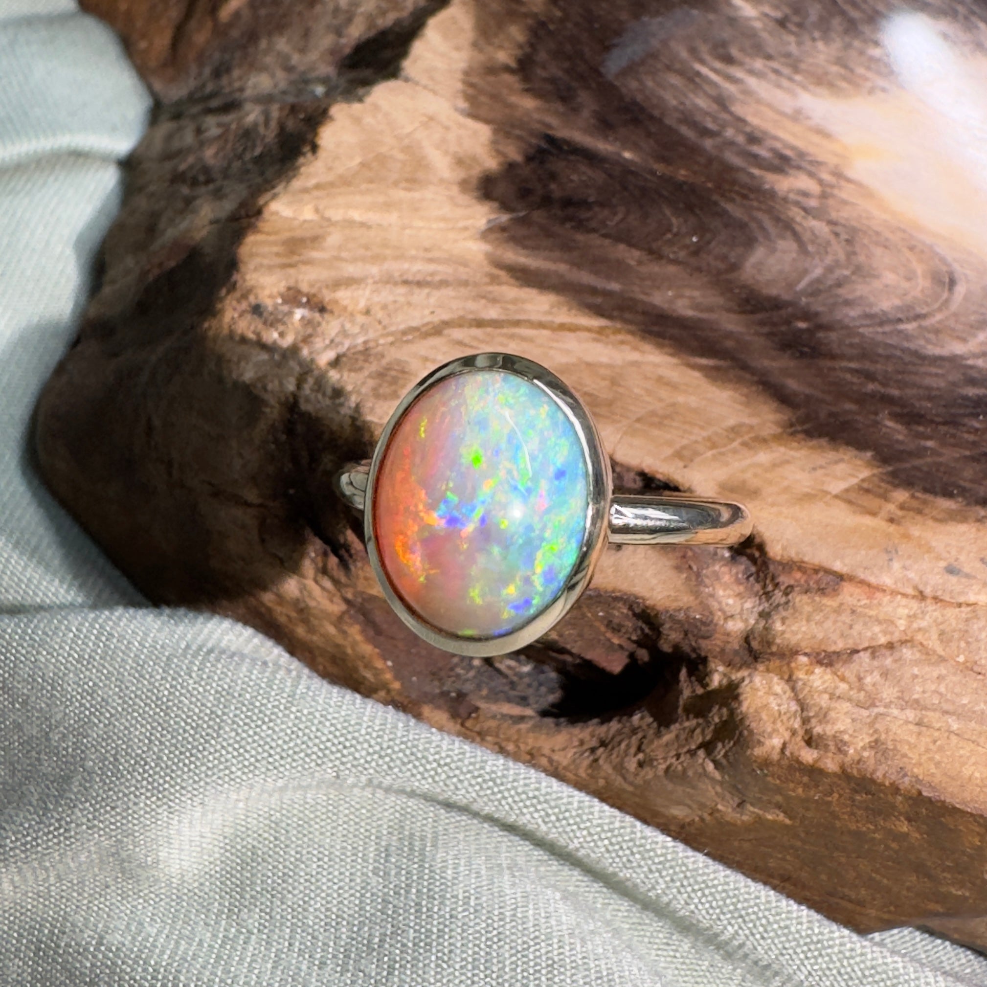 Simpson Halo ~ 3.3ct Solid Lightning Ridge Opal 9ct Yellow Gold Ring