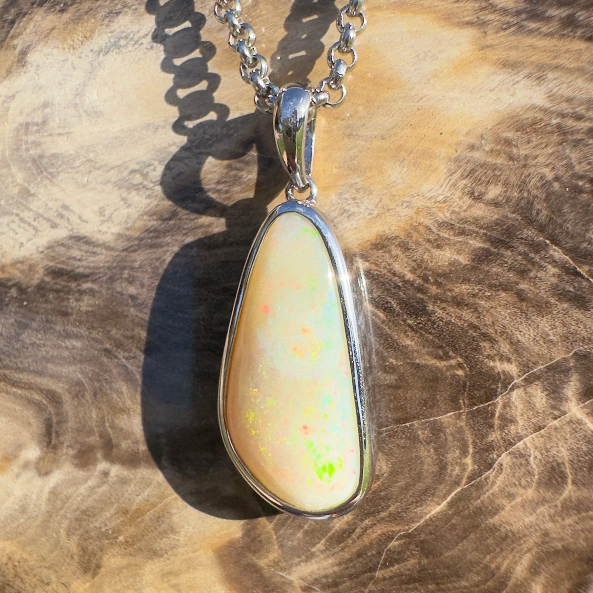 Simpson Sunrise Glow ~ 5.2ct Coober Pedy Opal 925 Silver Pendant