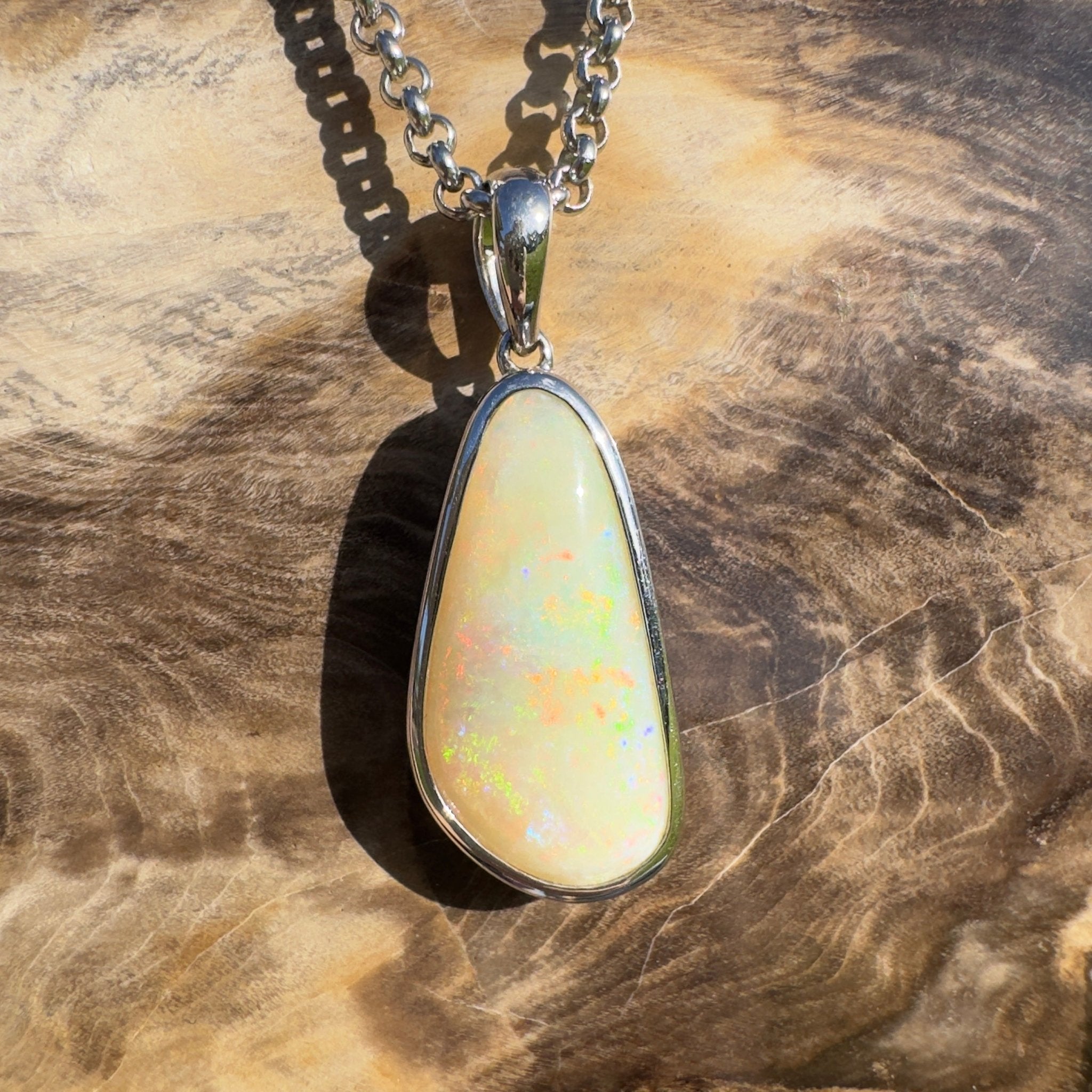 Simpson Sunrise Glow ~ 5.2ct Coober Pedy Opal 925 Silver Pendant