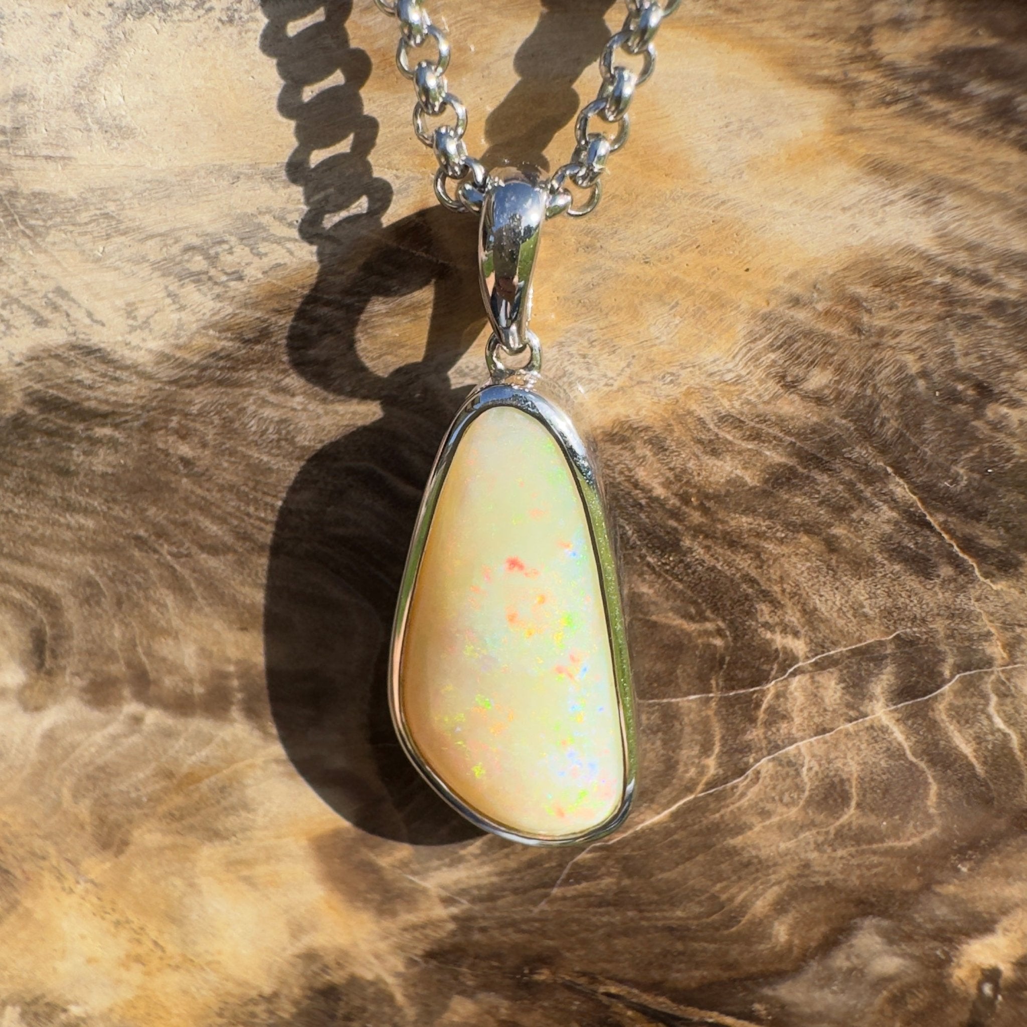 Simpson Sunrise Glow ~ 5.2ct Coober Pedy Opal 925 Silver Pendant