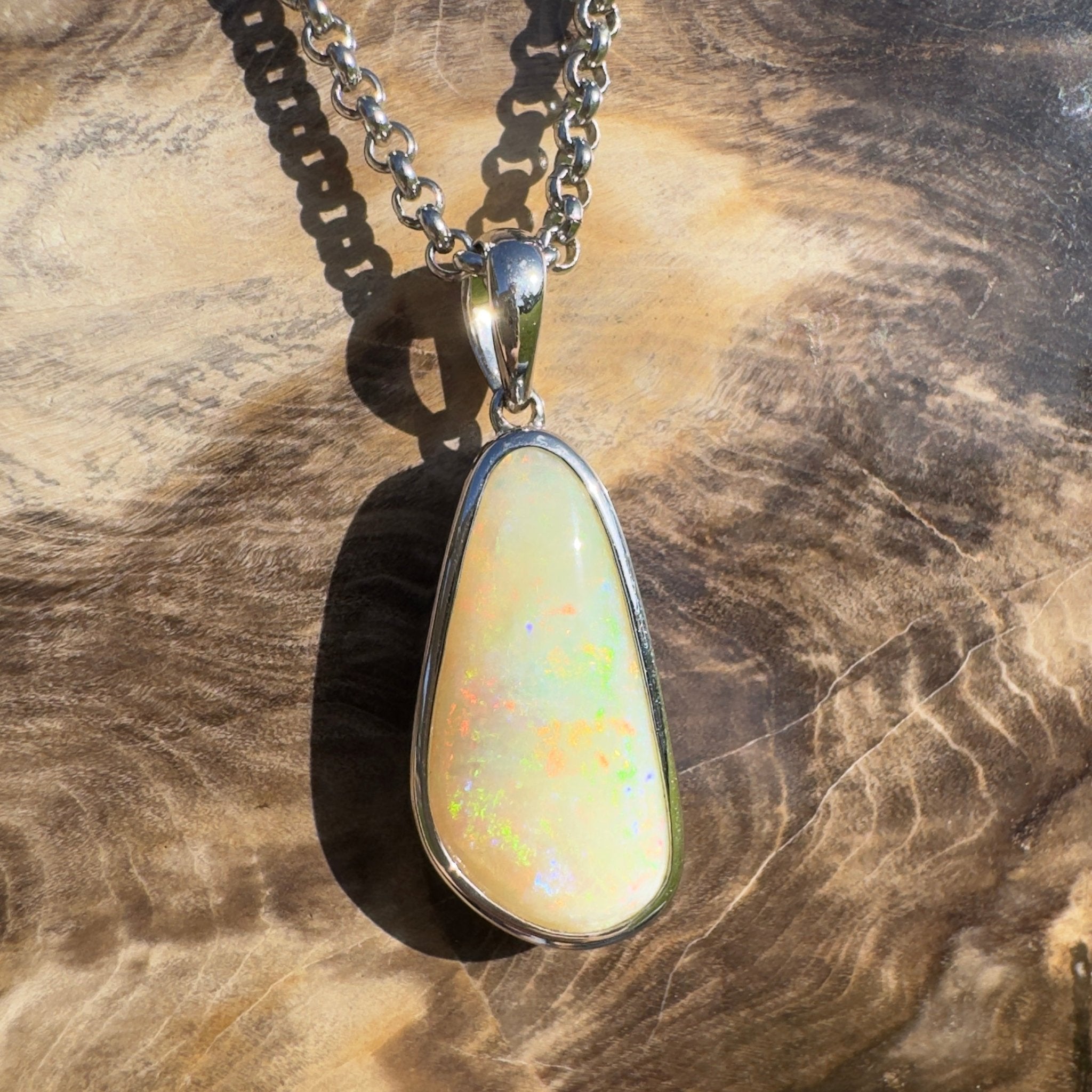 Simpson Sunrise Glow ~ 5.2ct Coober Pedy Opal 925 Silver Pendant