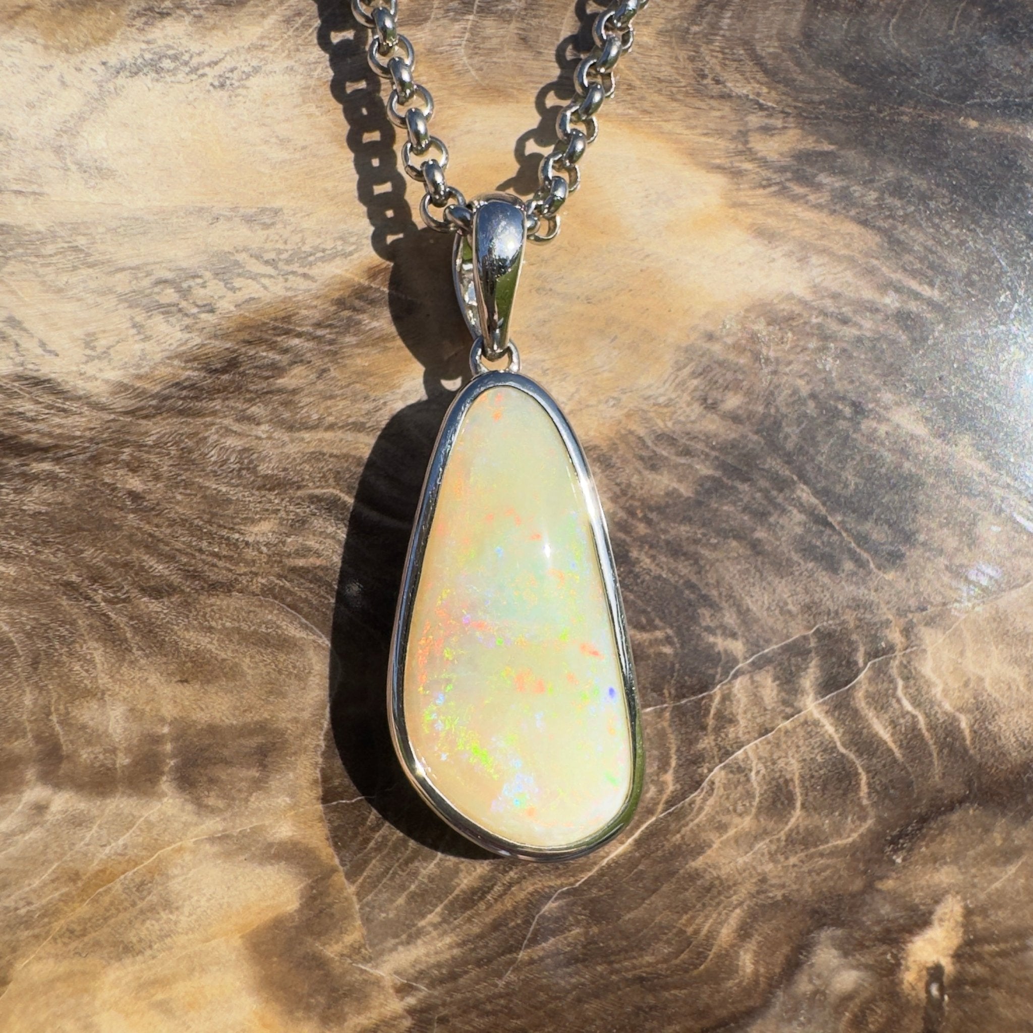Simpson Sunrise Glow ~ 5.2ct Coober Pedy Opal 925 Silver Pendant