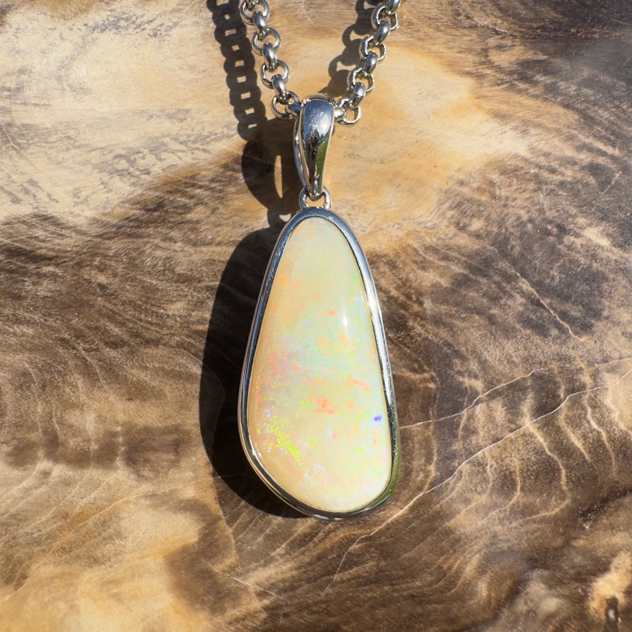 Simpson Sunrise Glow ~ 5.2ct Coober Pedy Opal 925 Silver Pendant