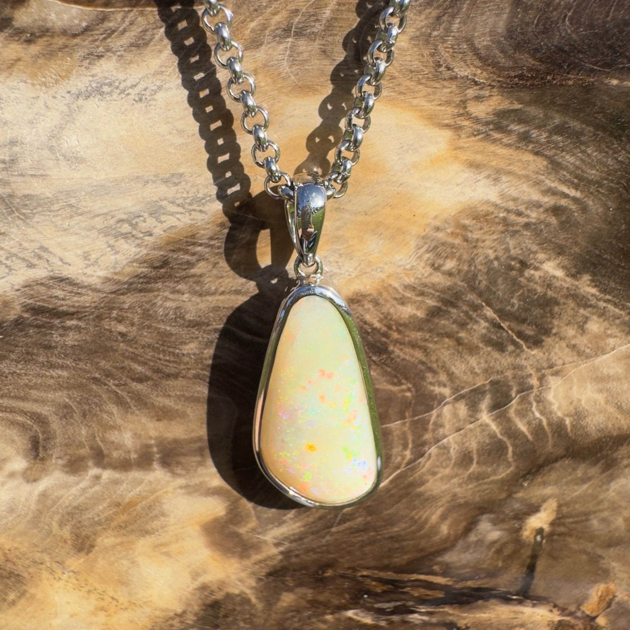 Simpson Sunrise Glow ~ 5.2ct Coober Pedy Opal 925 Silver Pendant