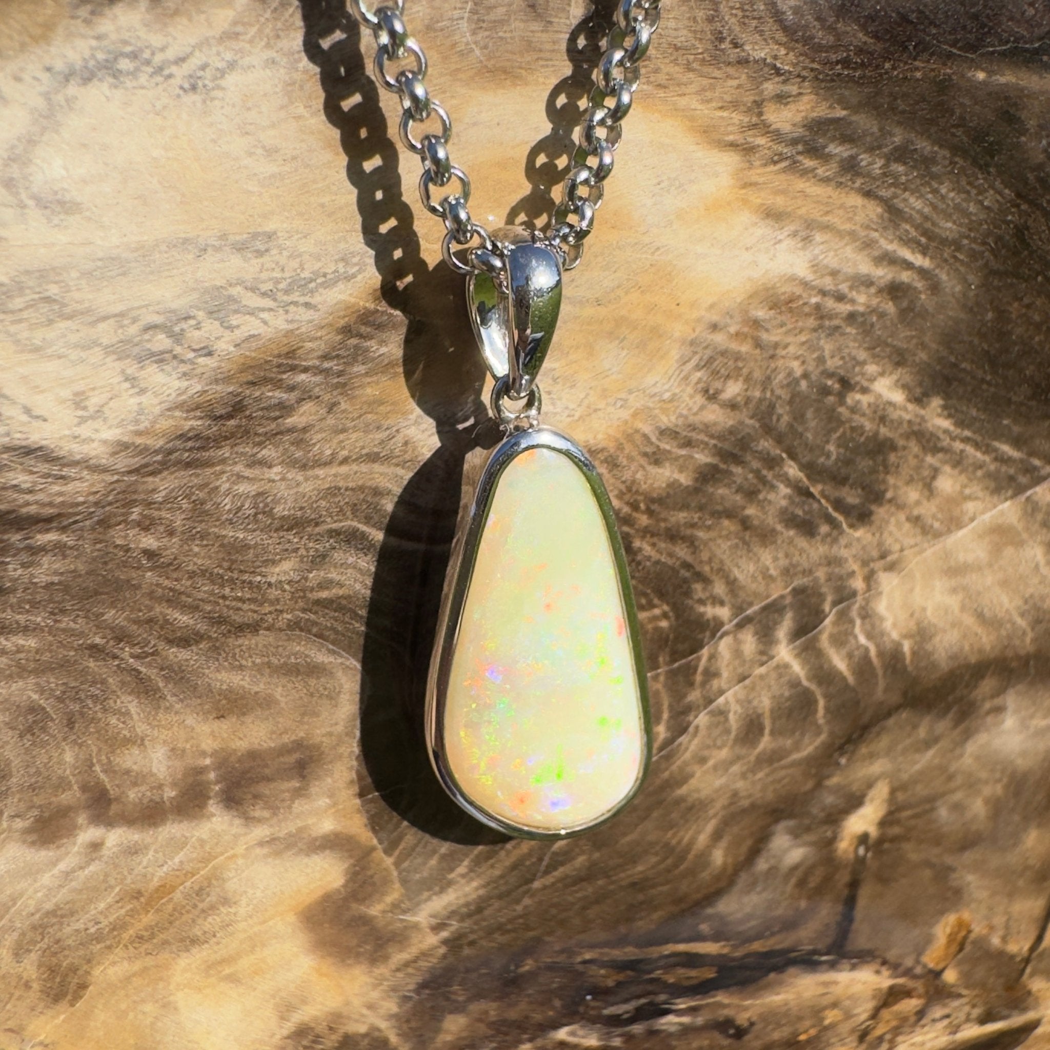 Simpson Sunrise Glow ~ 5.2ct Coober Pedy Opal 925 Silver Pendant