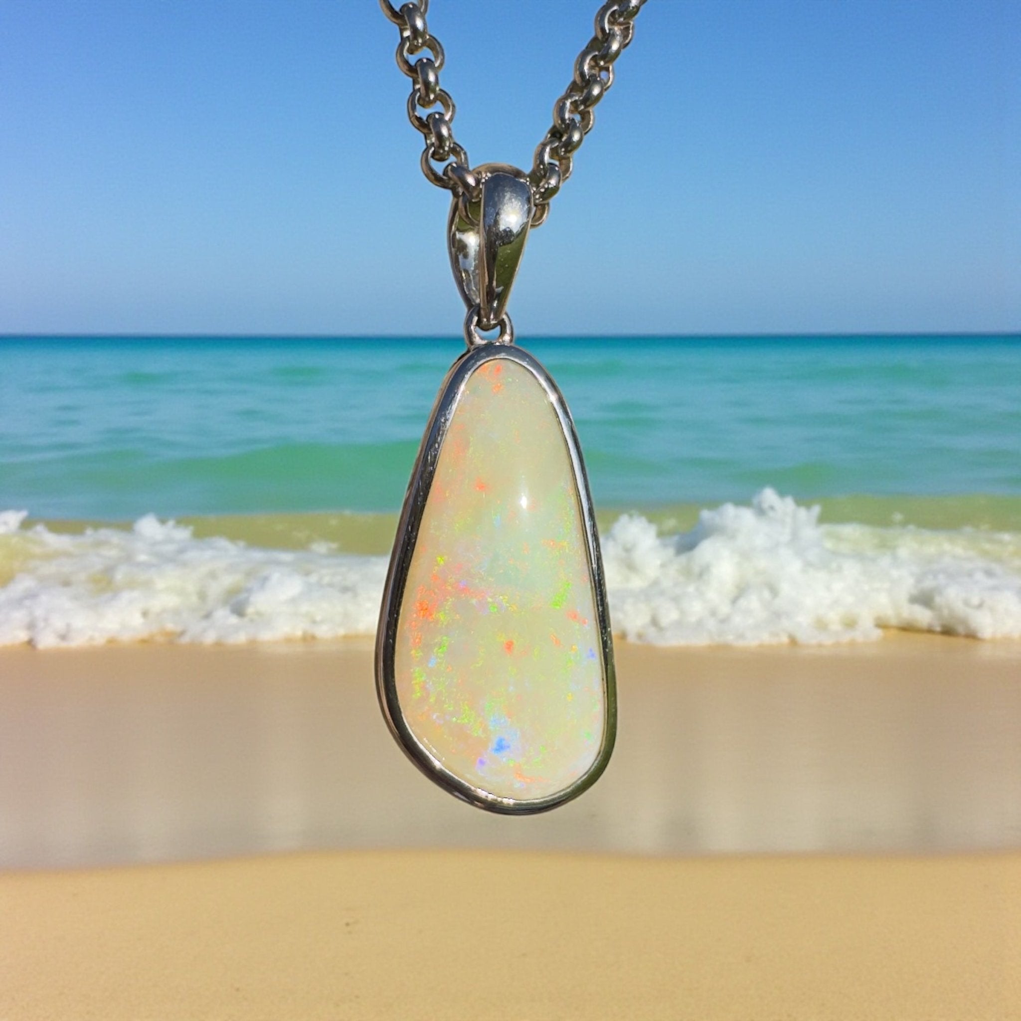 Simpson Sunrise Glow ~ 5.2ct Coober Pedy Opal 925 Silver Pendant