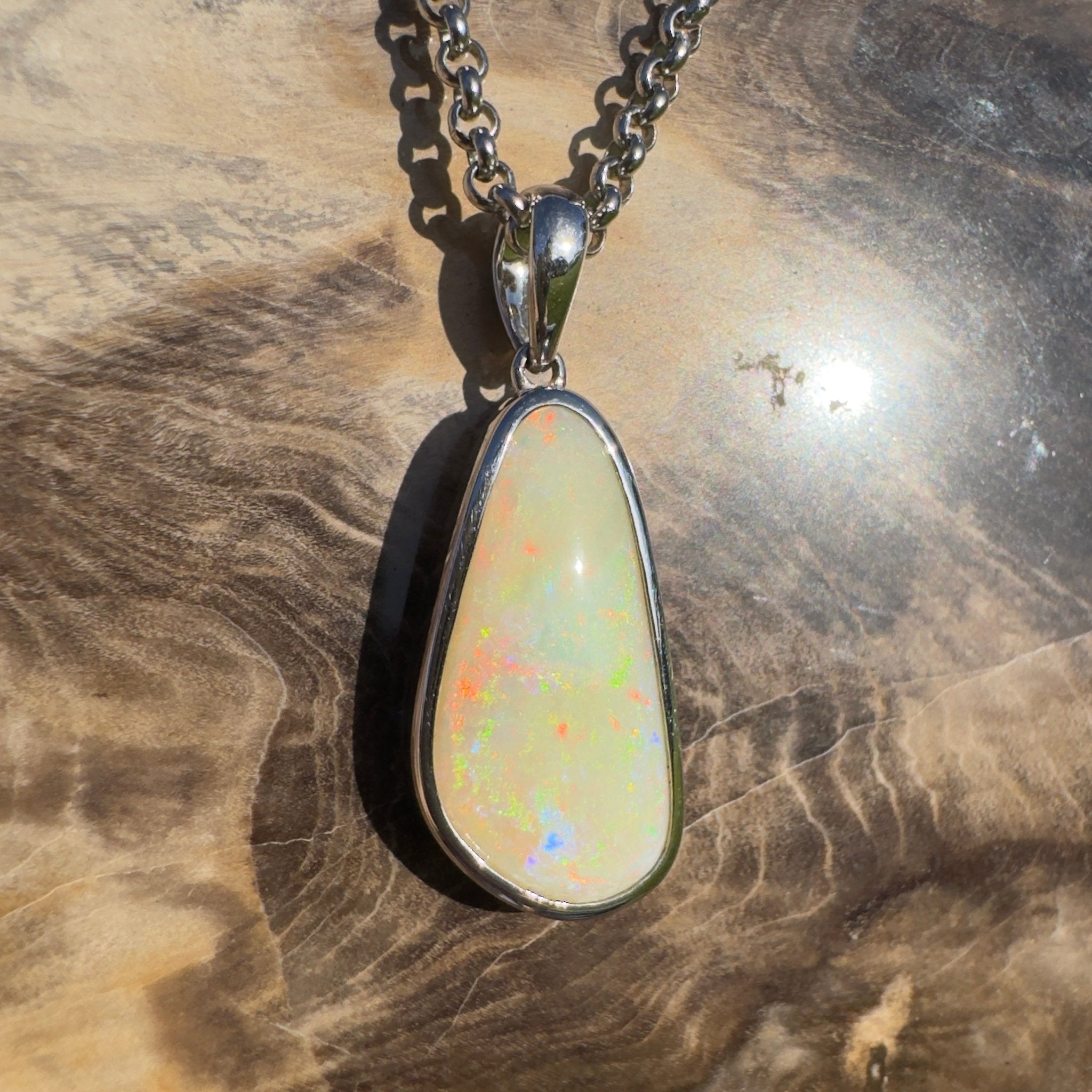 Simpson Sunrise Glow ~ 5.2ct Coober Pedy Opal 925 Silver Pendant