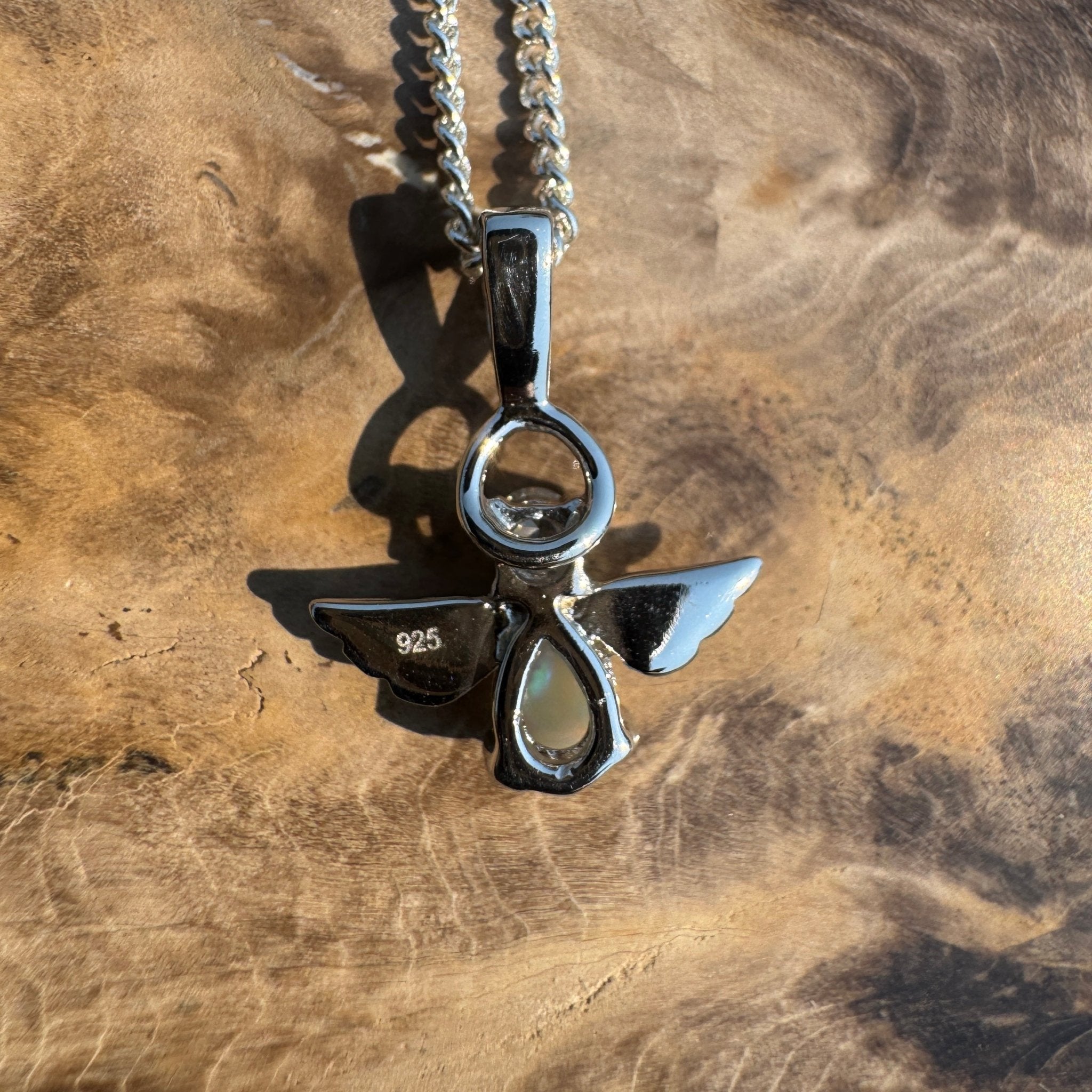 Soar on Angel Wings – Solid 0.6ct Opal 925 Sterling Silver Pendant Necklace