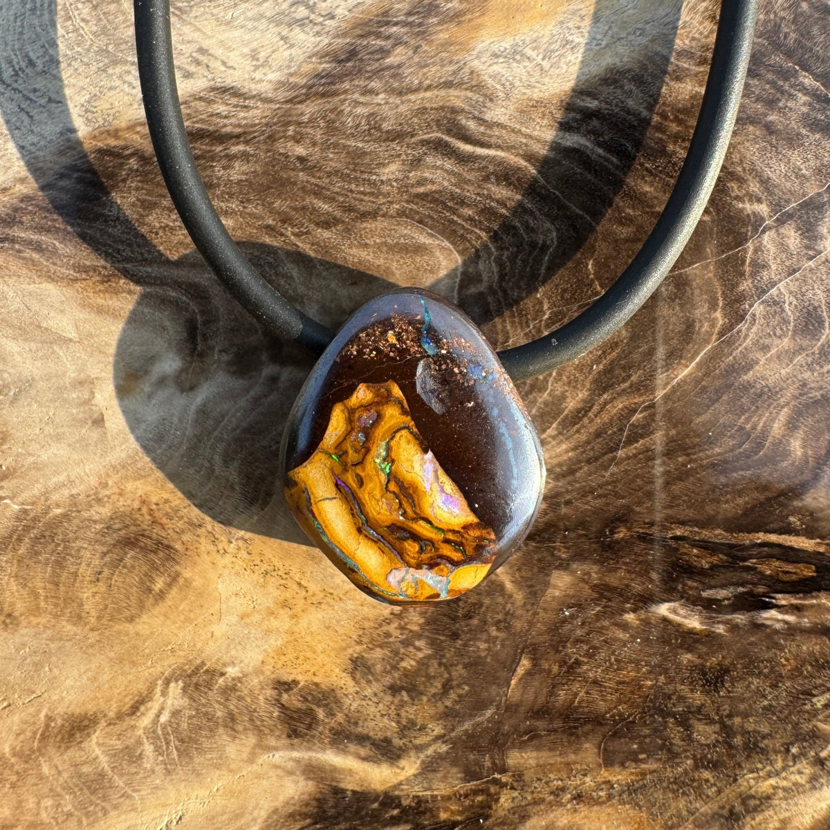 Solid Queensland Boulder Opal Pendant Necklace ~ 'Boggomoss Drift' | Solid Australian Opal