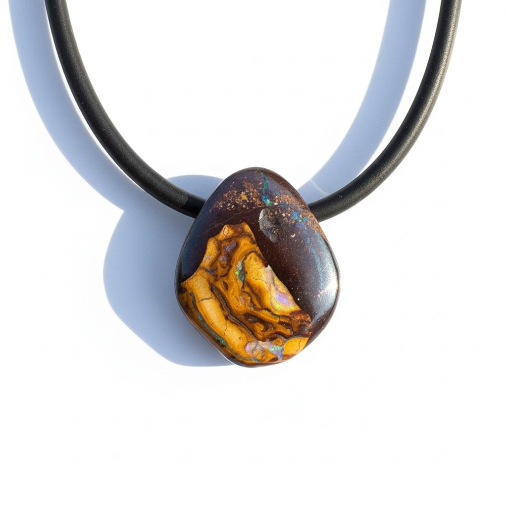 Solid Queensland Boulder Opal Pendant Necklace ~ 'Boggomoss Drift' | Solid Australian Opal