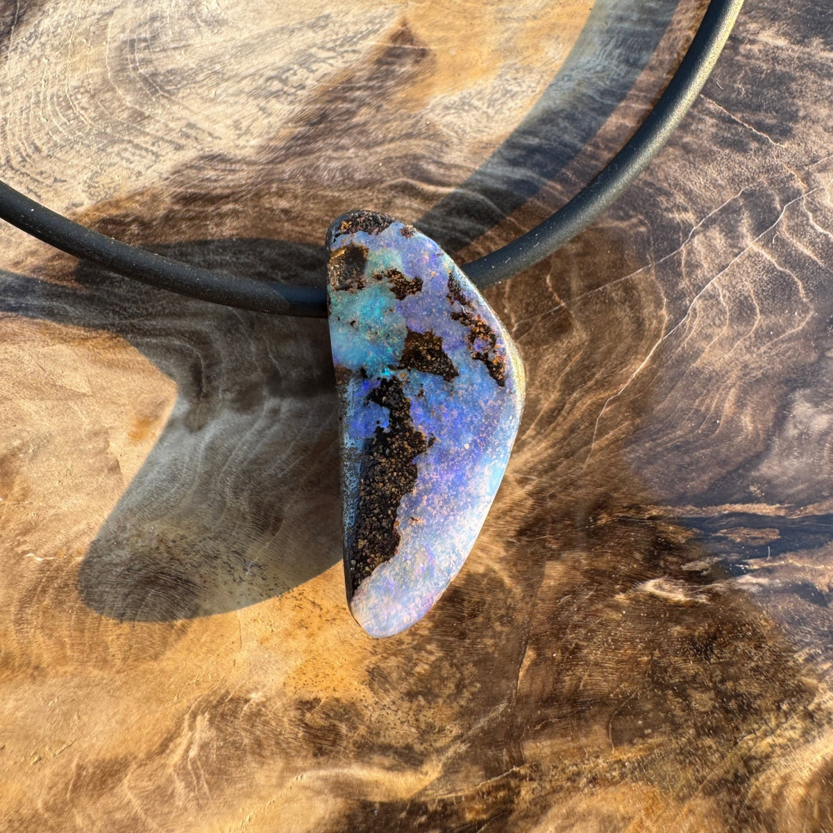 Solid Queensland Boulder Opal Pendant Necklace ~ 'Bunya Veillight' | Solid Australian Opal
